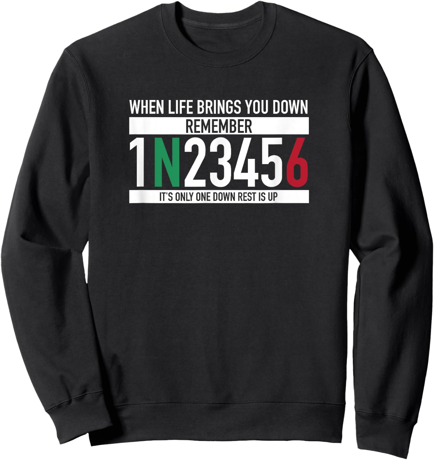 1N23456 Motorcycle Gear Shift Motorcyclist Sweatshirt - Sweatshirt | Black