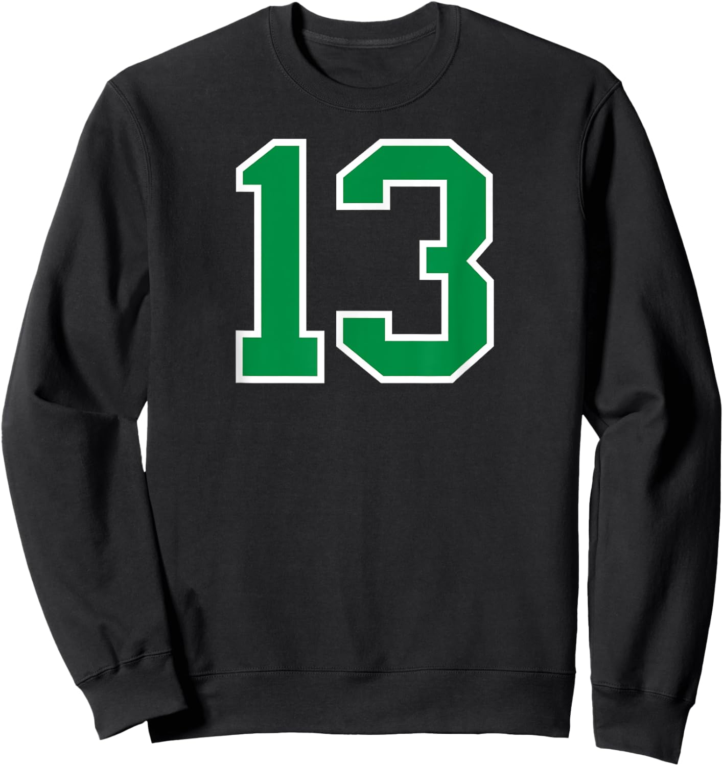 Number #13 Sport Green Varsity Number Sweatshirt - Sweatshirt | Black