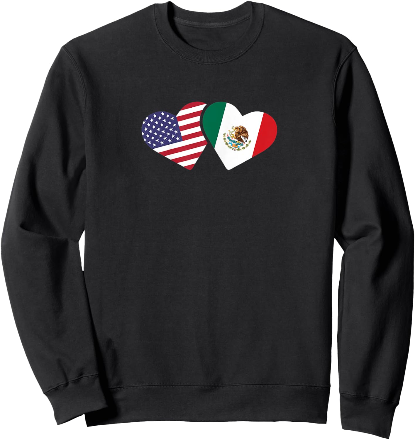Mexico USA Flag T Shirt Heart Mexican American Love Sweatshirt - Sweatshirt | Black