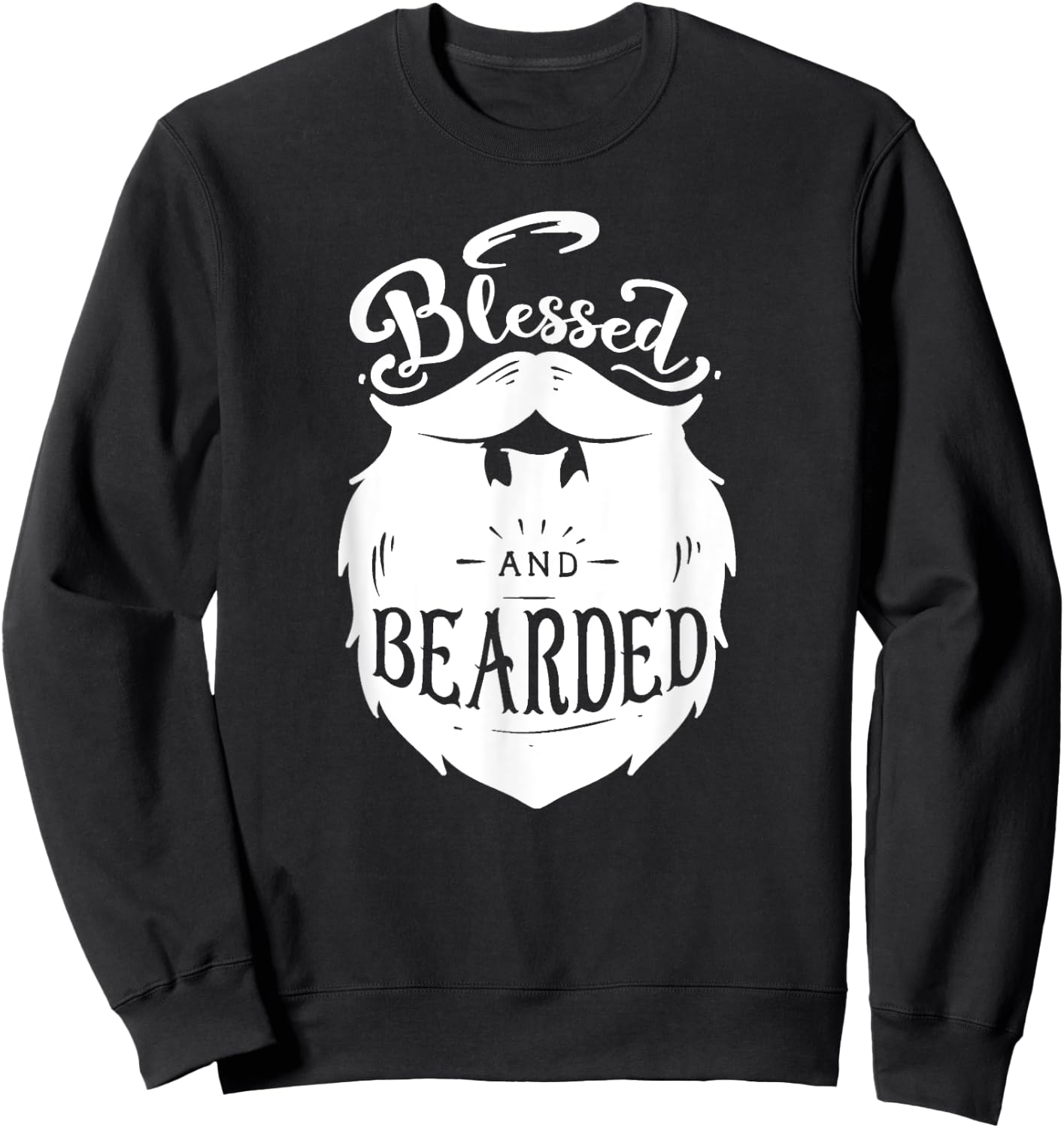 Blessed and Bearded - Jesus Praying Beard Hair Mustache Sweatshirt - Sweatshirt | Black