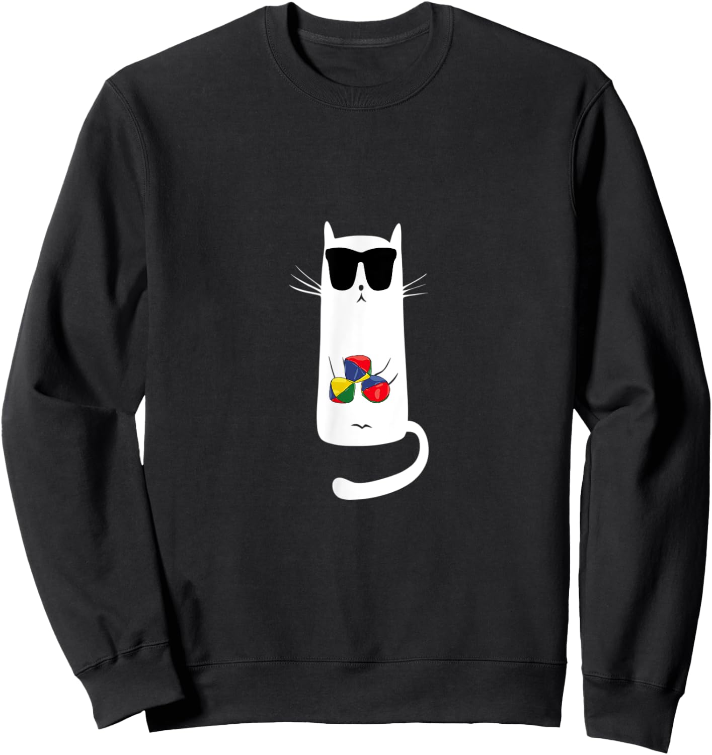 Funny Cat Wearing Sunglasses Juggling Women Kids Sweatshirt - Sweatshirt | Black
