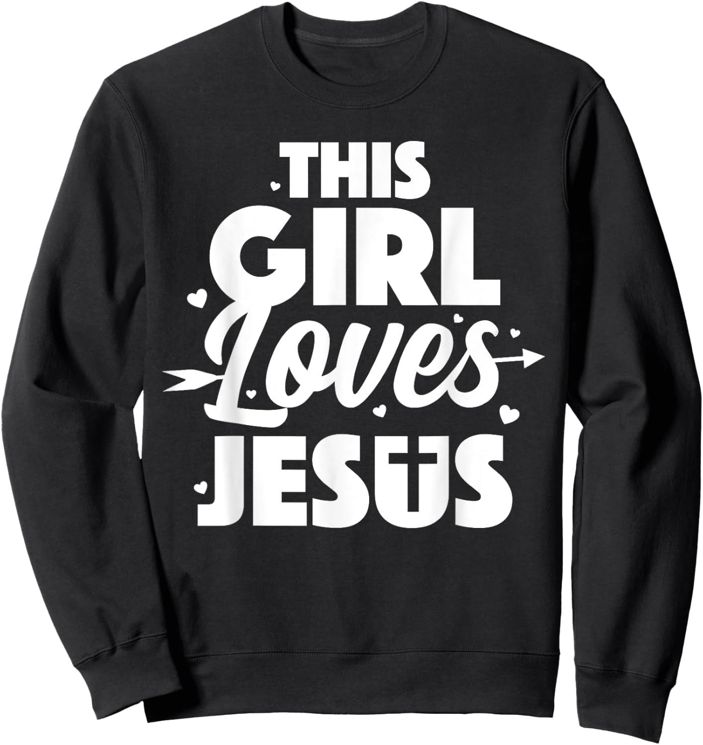 Cool Jesus Art For Girls Women Kids Jesus Christian Lover Sweatshirt - Sweatshirt | Black