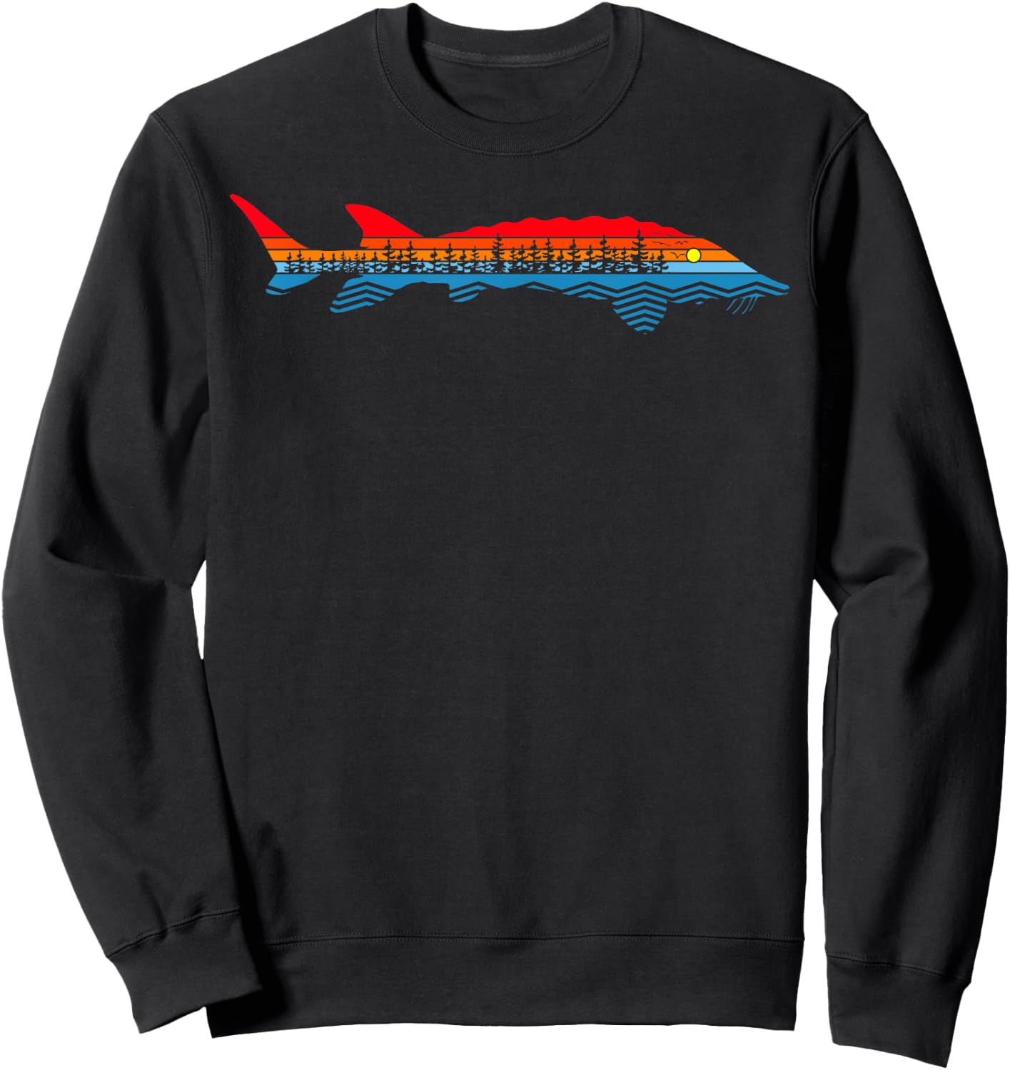 Vintage Nature Outdoor Fishing - Fisher Sturgeon Fish Sweatshirt - Sweatshirt | Black