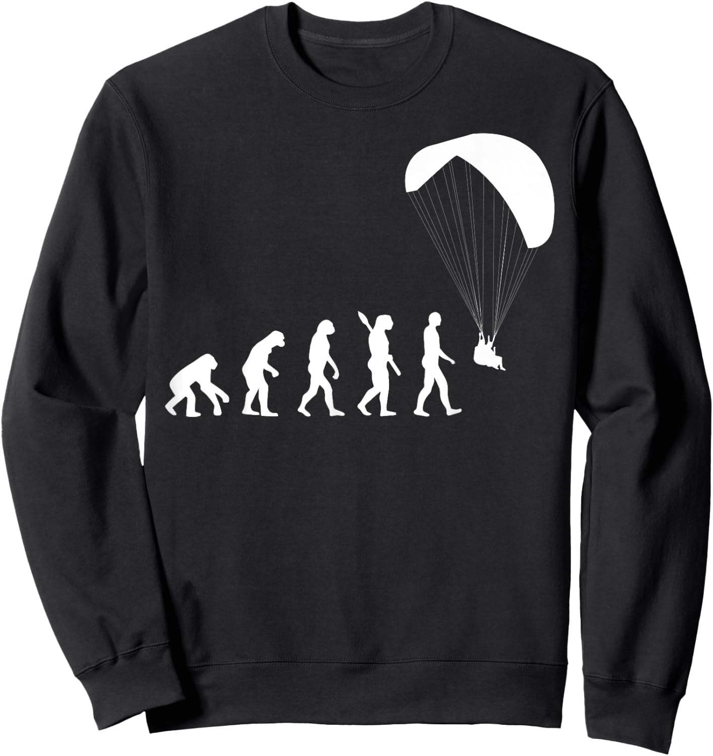 Paragliding Evolution Graphic Novelty Paraglider Soaring Sweatshirt - Sweatshirt | Black