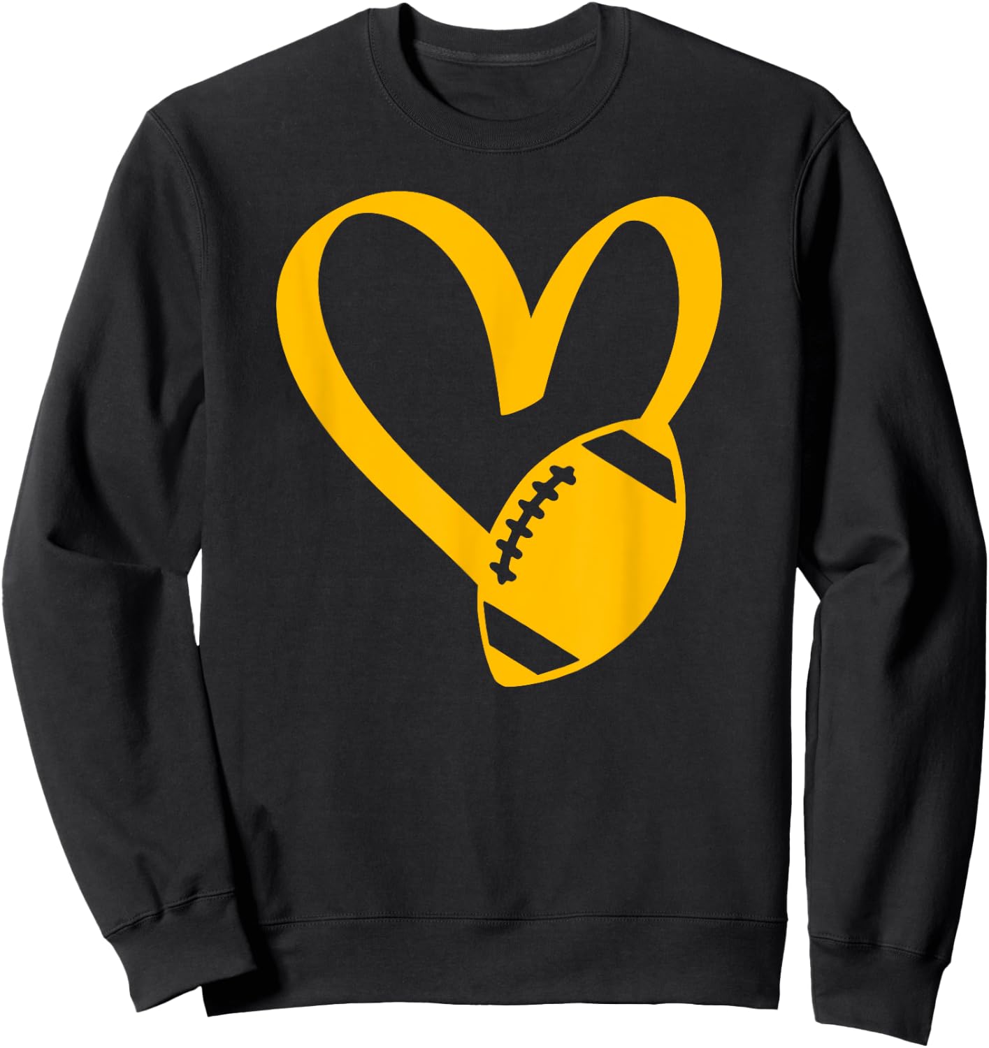 Threadrock Football Heart , -Adults, Black, Small, Short Sleeve, Classic Fit Sweatshirt - Sweatshirt | Black