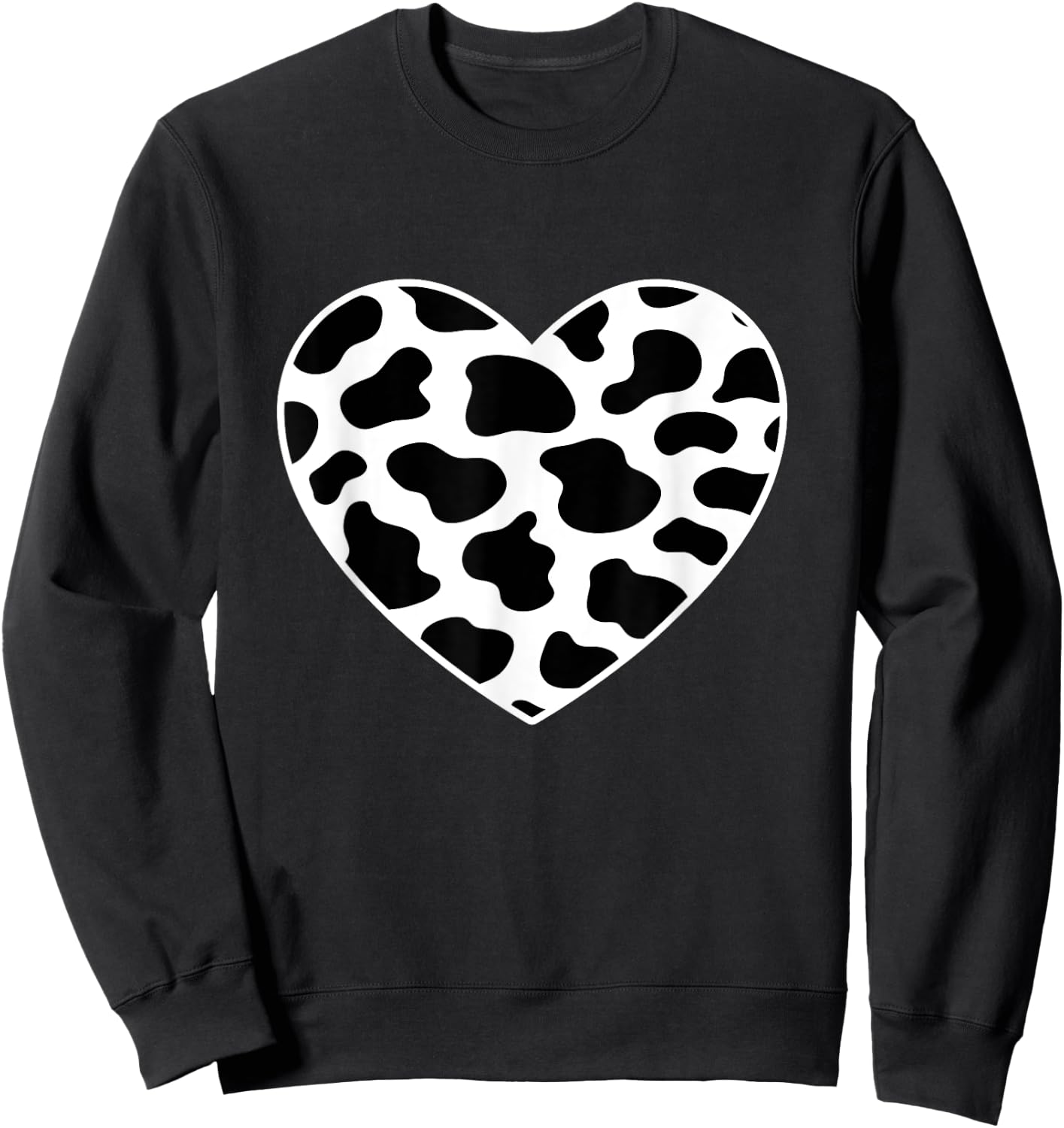 Cow Print Heart Cow Mom Mommy Dad Cow Lover Women Men Farmer Sweatshirt - Sweatshirt | Black