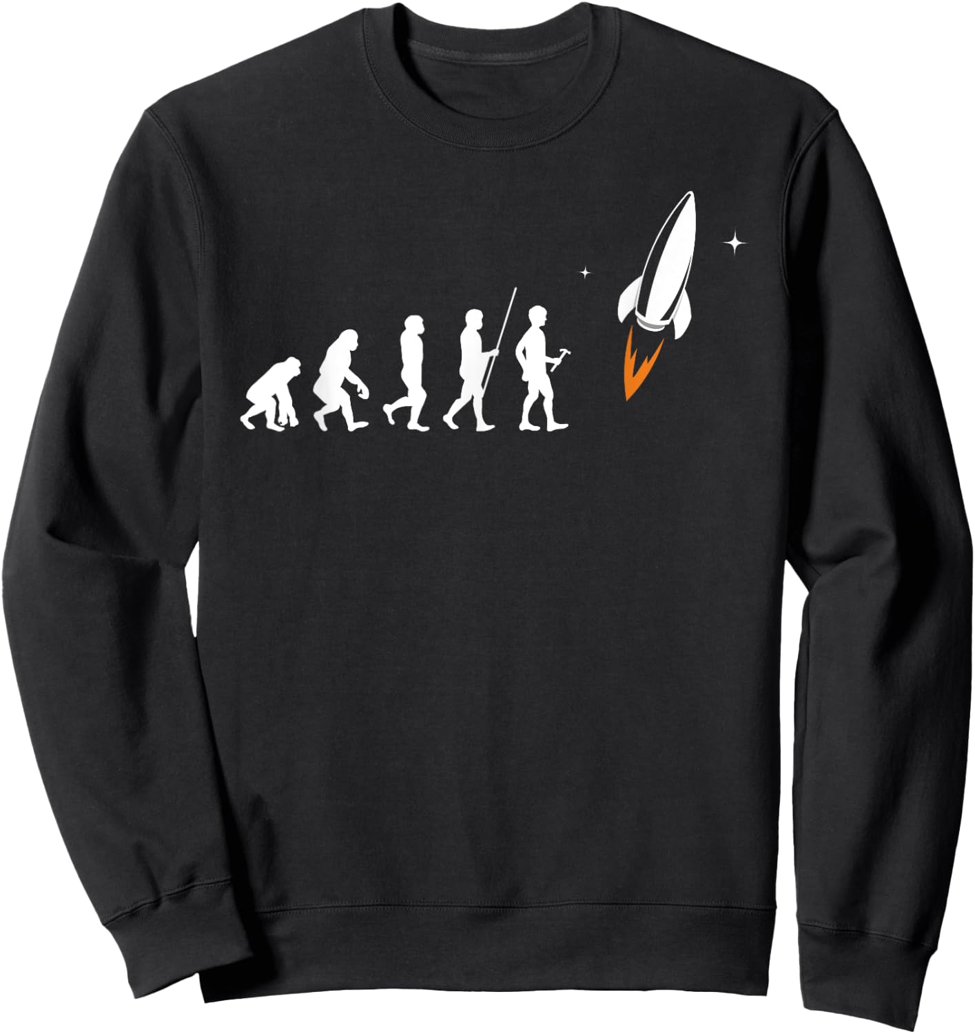 Human Evolution Monkey to Man to Rocket - Space Exploration Sweatshirt - Sweatshirt | Black