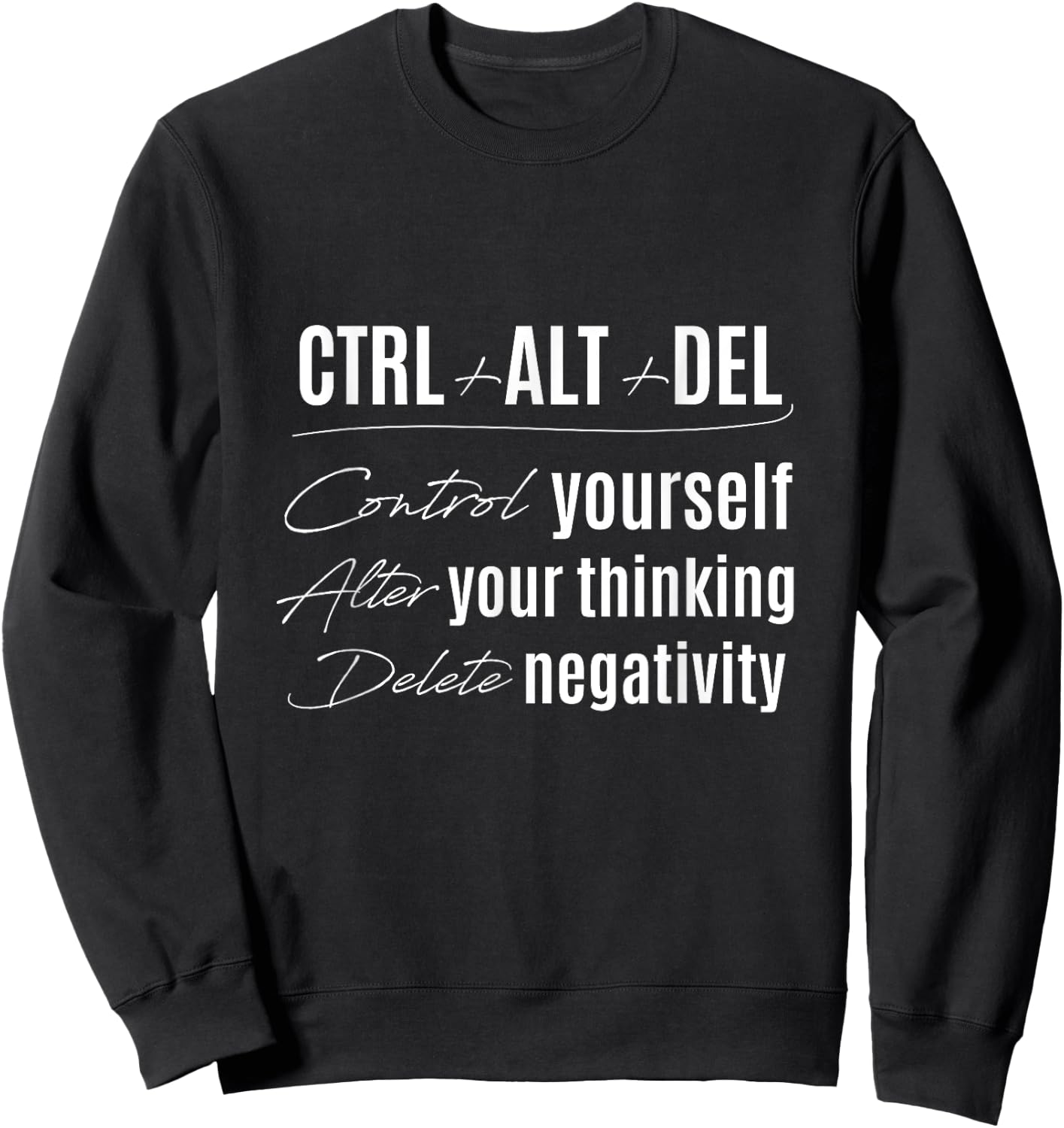 Control Yourself Alter Thoughts Ctrl Alt Delete Negativity Sweatshirt - Sweatshirt | Black