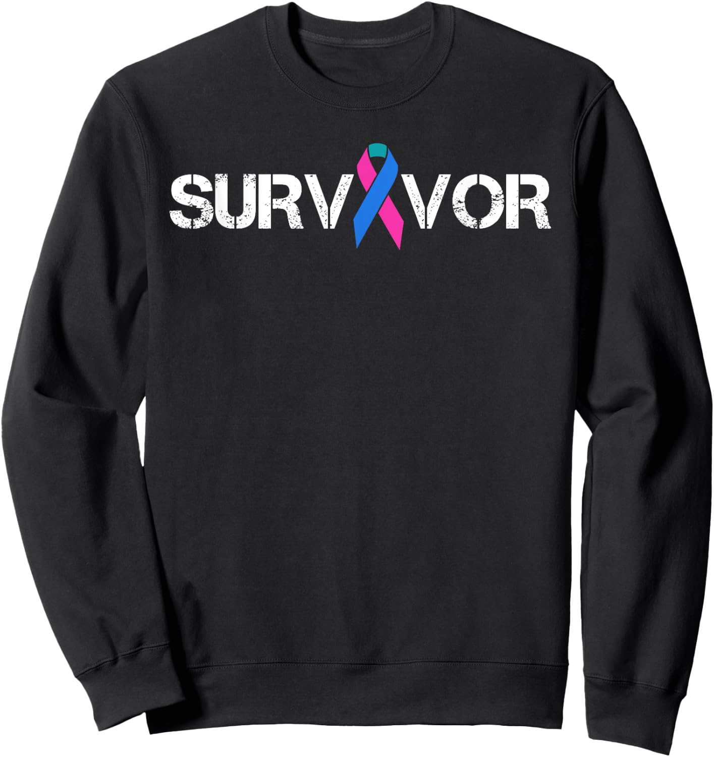 Thyroid Cancer Awareness Ribbon Survivor Symbol Sweatshirt - Sweatshirt | Black