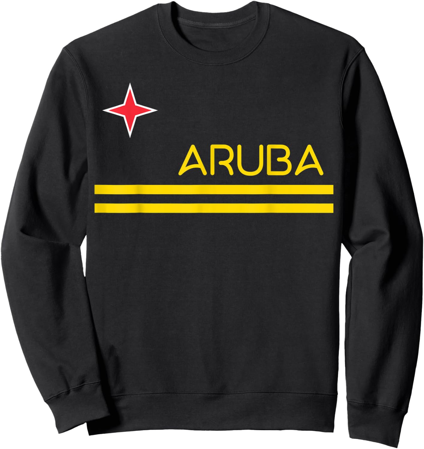 NATIONAL FLAG OF ARUBA ARUBA Flag -Adults Blue Small Classic Fit Cotton Short Sleeve Collarless Sweatshirt - Sweatshirt | Black