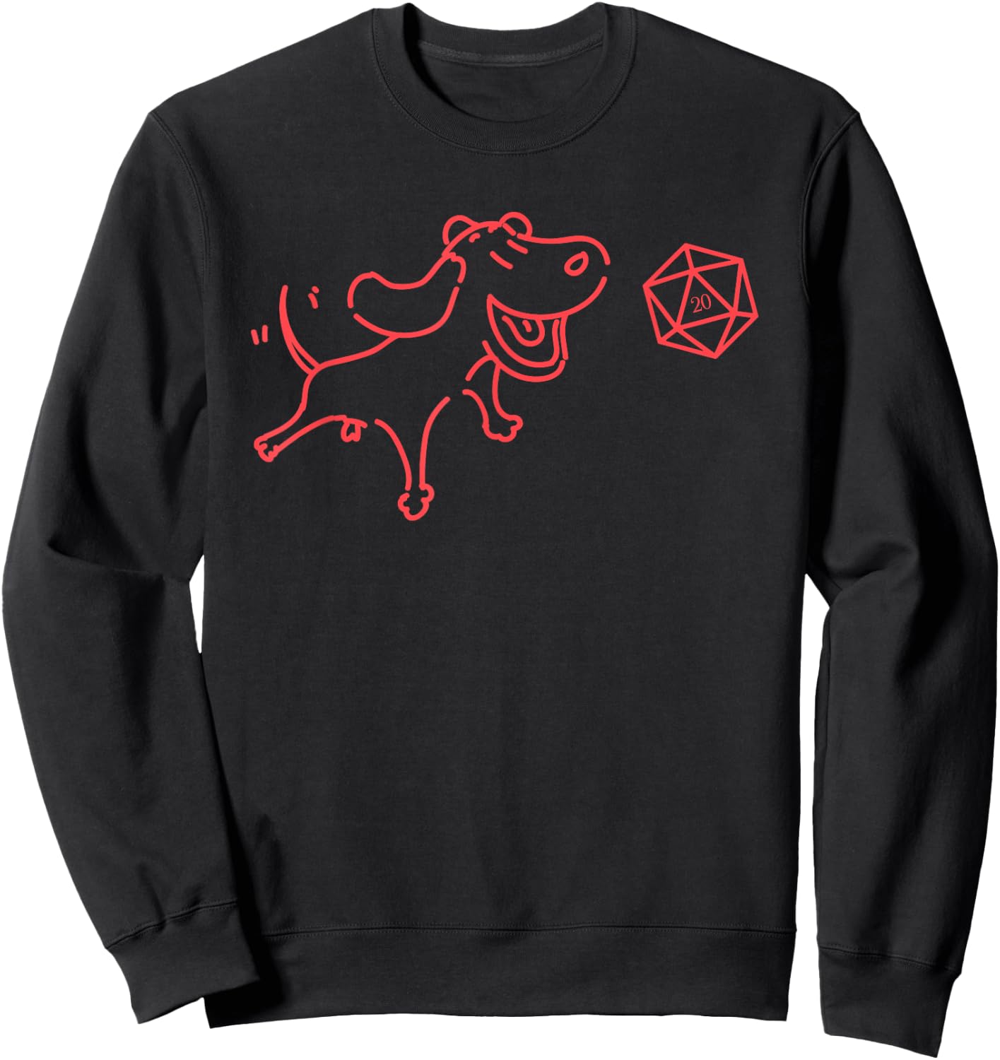 Nerdy Polyhedral D20 Dice Set for Dog Lovers Geeky Women Girls Kids Sweatshirt - Sweatshirt | Black