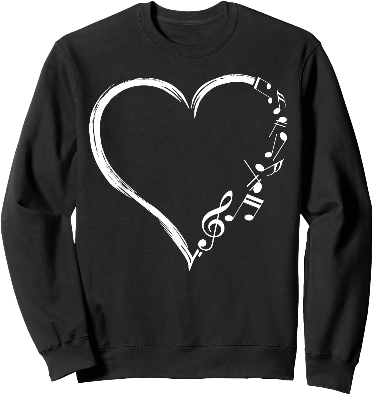Music Frequency Cute Heart Notes Clef Musicians Music Lover Sweatshirt - Sweatshirt | Black