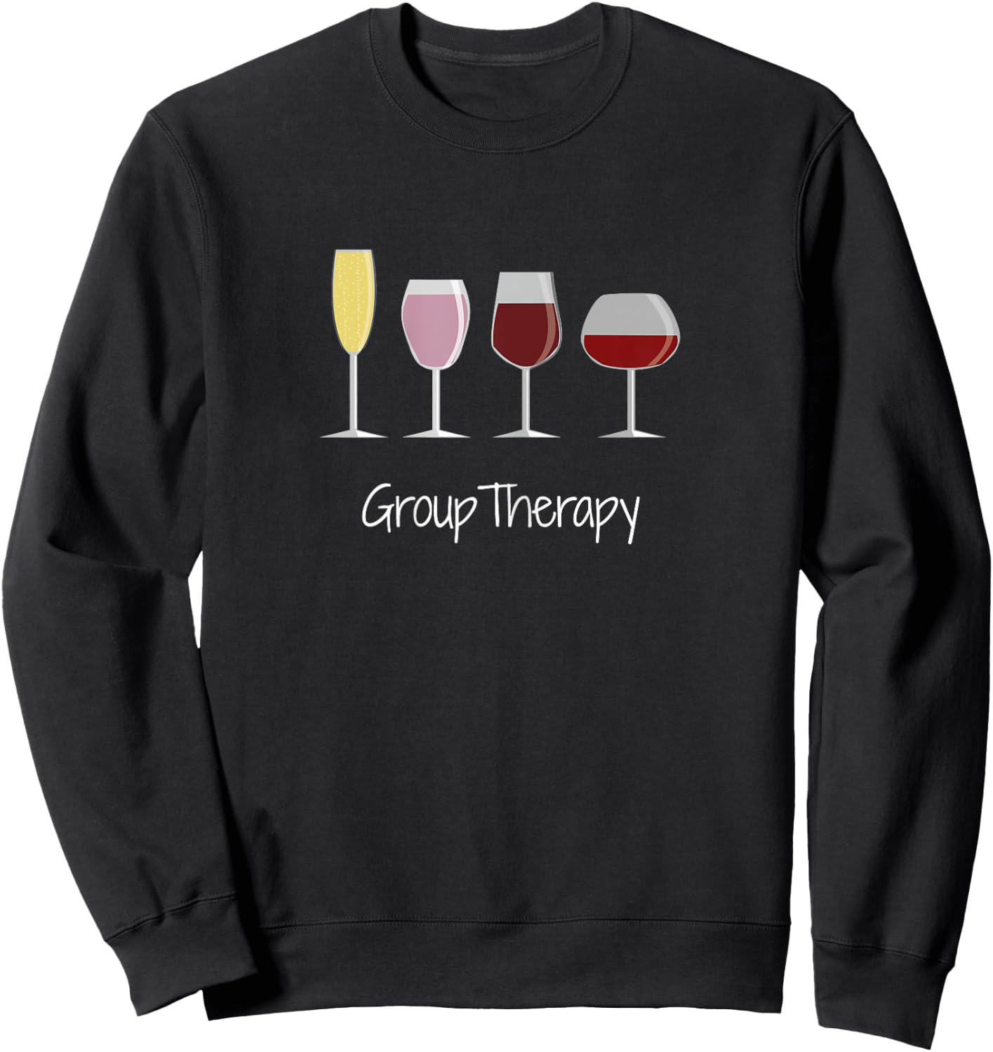 Funny Wine Drinking - Group Therapy Sweatshirt - Sweatshirt | Black