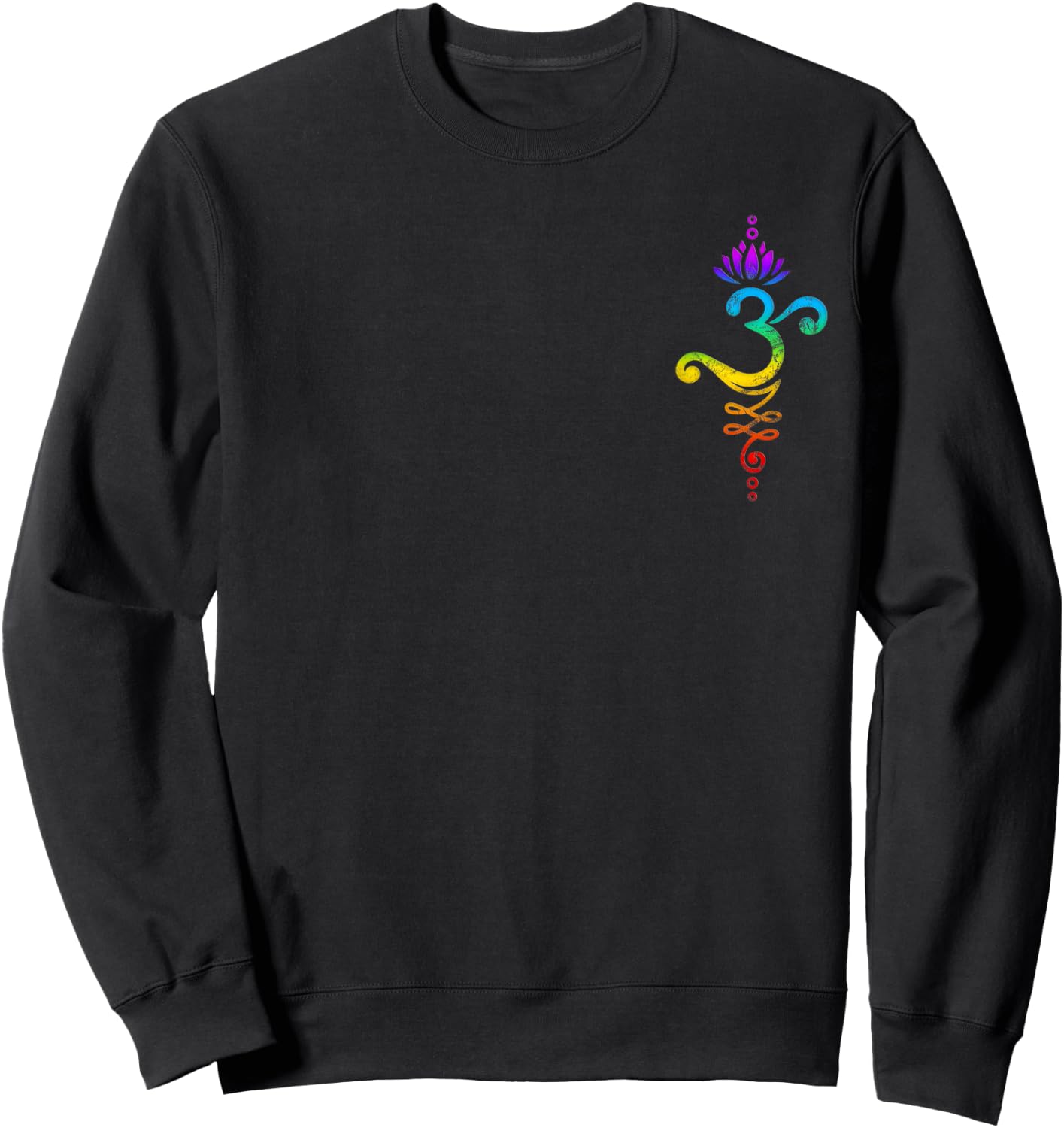 Om Mantra, yoga, symbol, lotus flower, rainbow, chakra Sweatshirt - Sweatshirt | Black