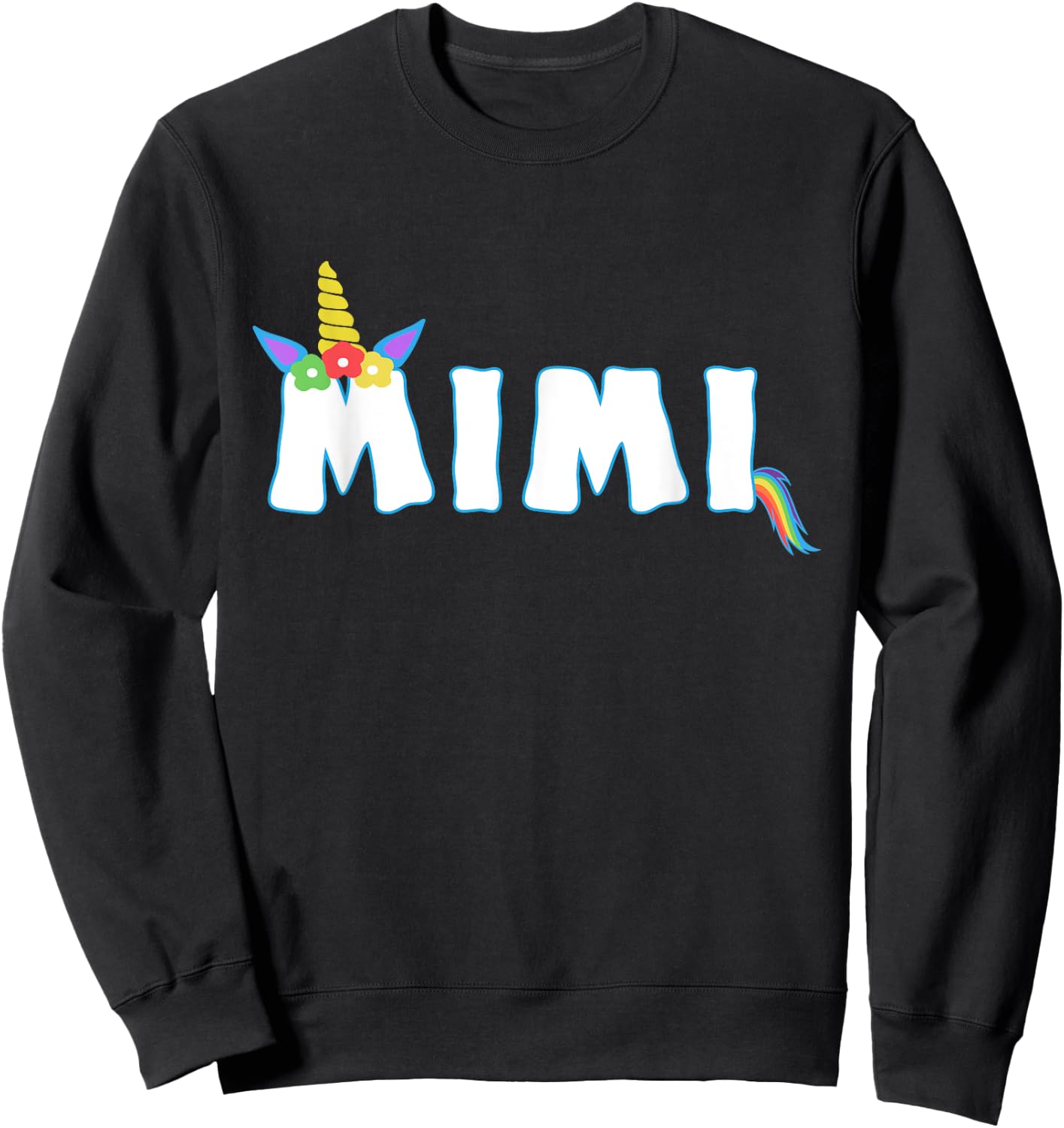Unicorn Birthday Girl Funny Mimi Grandma Family Sweatshirt - Sweatshirt | Black