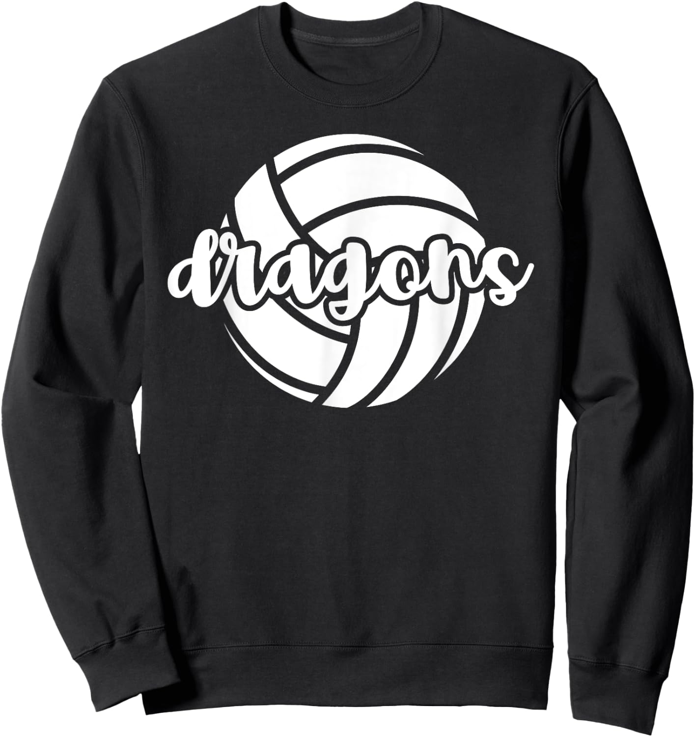 Dragons Volleyball Team Mascot School Spirit Game Night Sweatshirt - Sweatshirt | Black