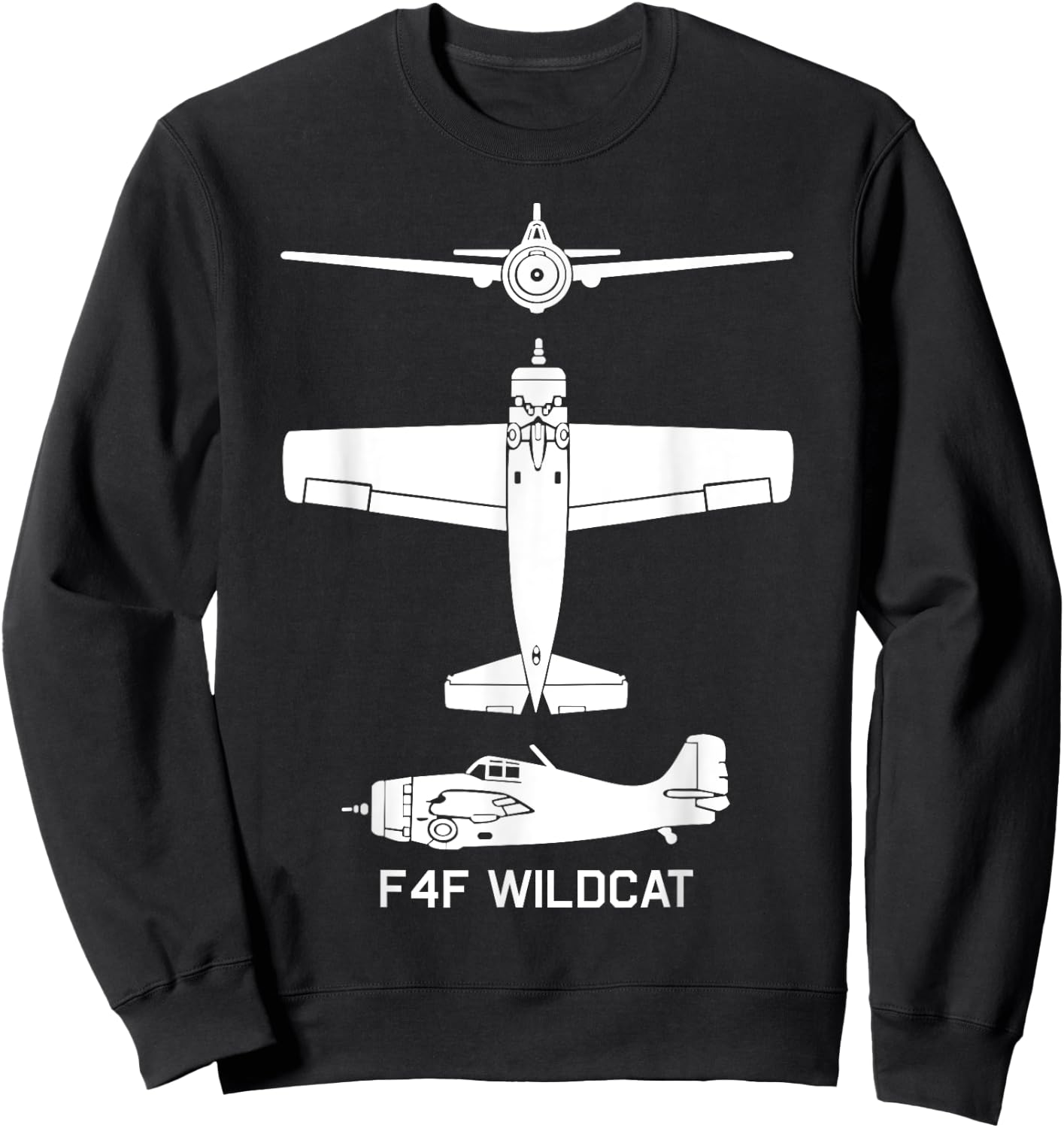F4F Wildcat American WW2 Fighter Plane Men Women Girls Kids Sweatshirt - Sweatshirt | Black