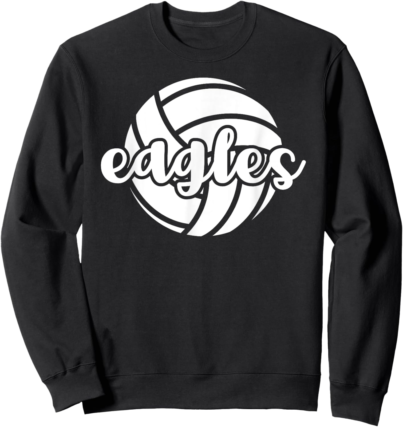 Eagles Volleyball Team Mascot School Spirit Game Night Sweatshirt - Sweatshirt | Black