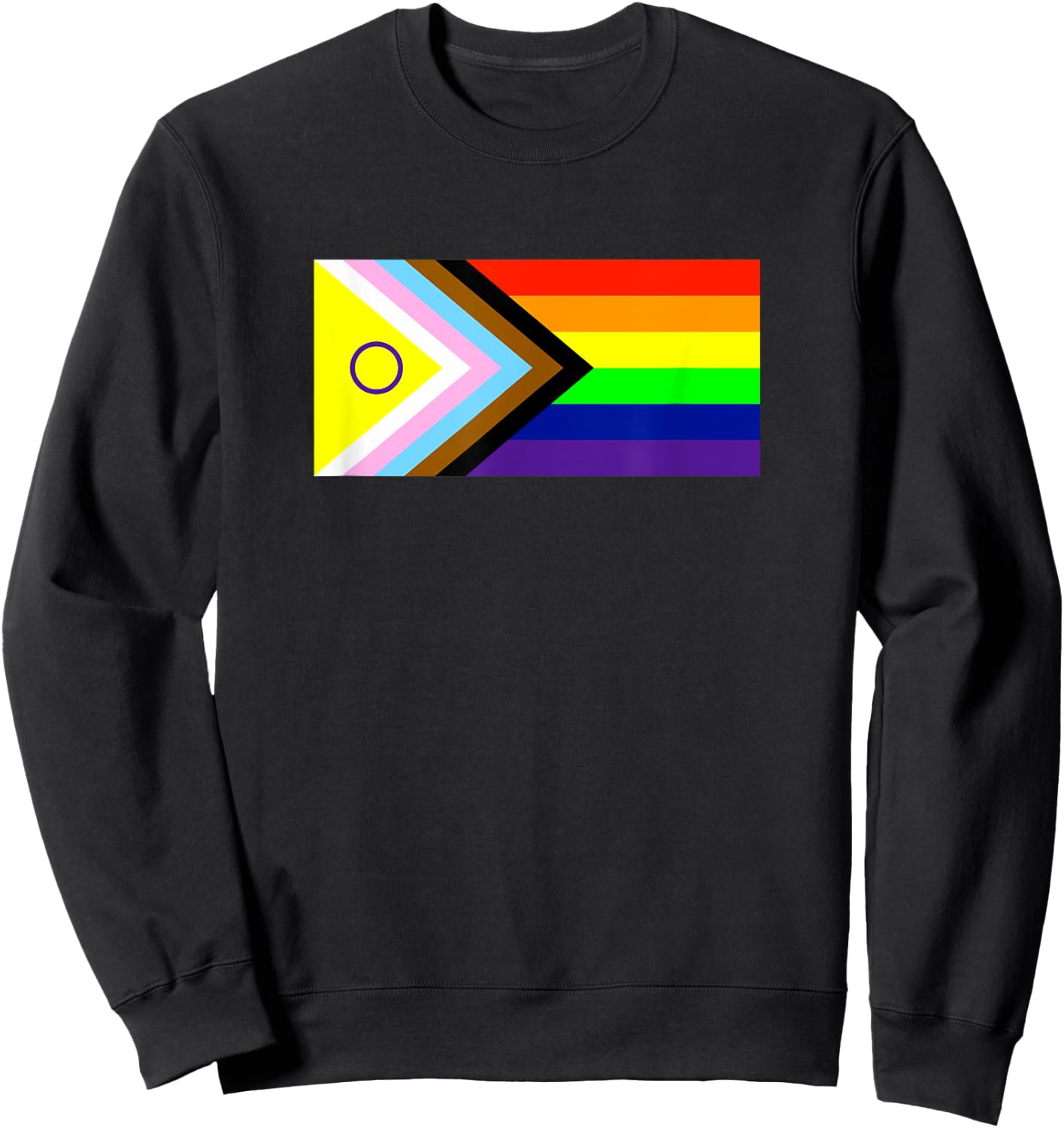 Progress Pride Flag Intersex Pride Flag Sweatshirt - Sweatshirt | Black
