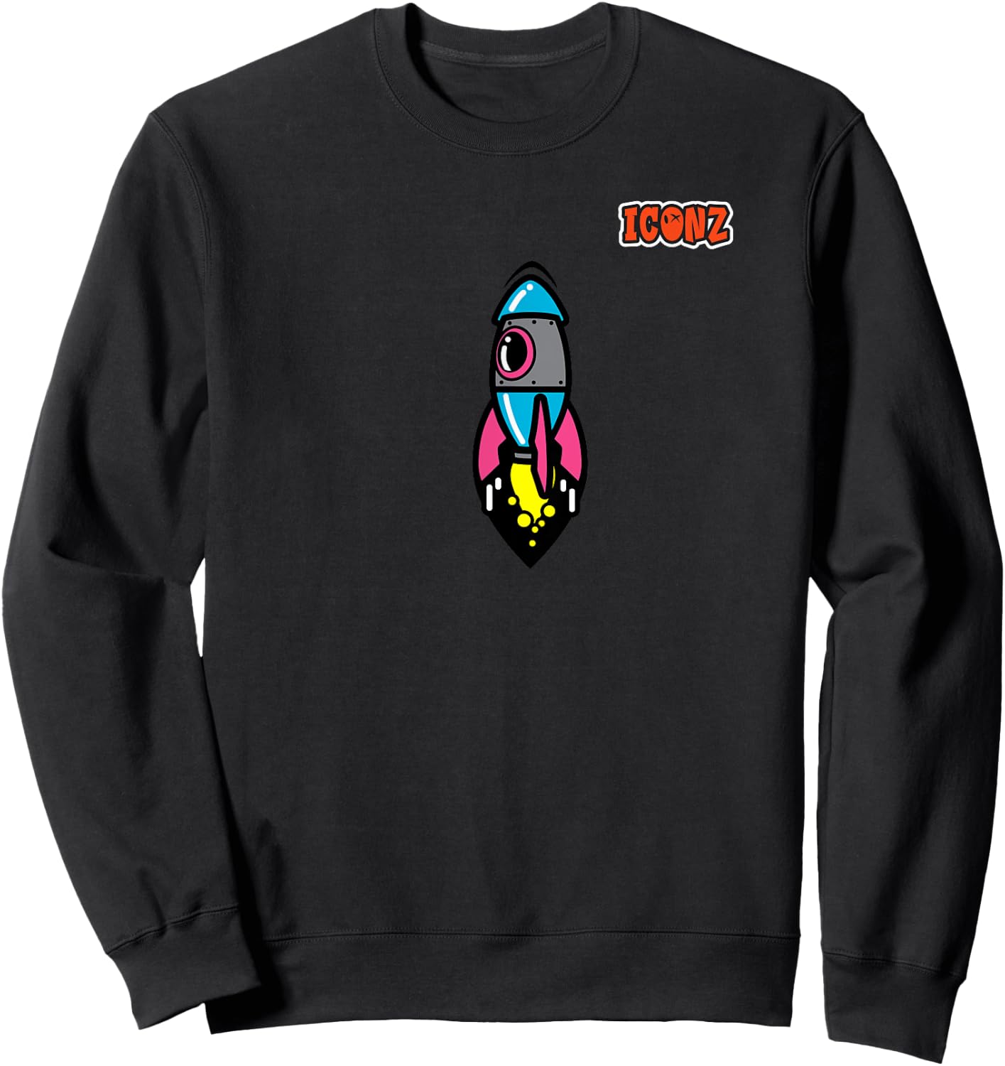 Fly Rocket Emoticon Emoji Sweatshirt - Sweatshirt | Black