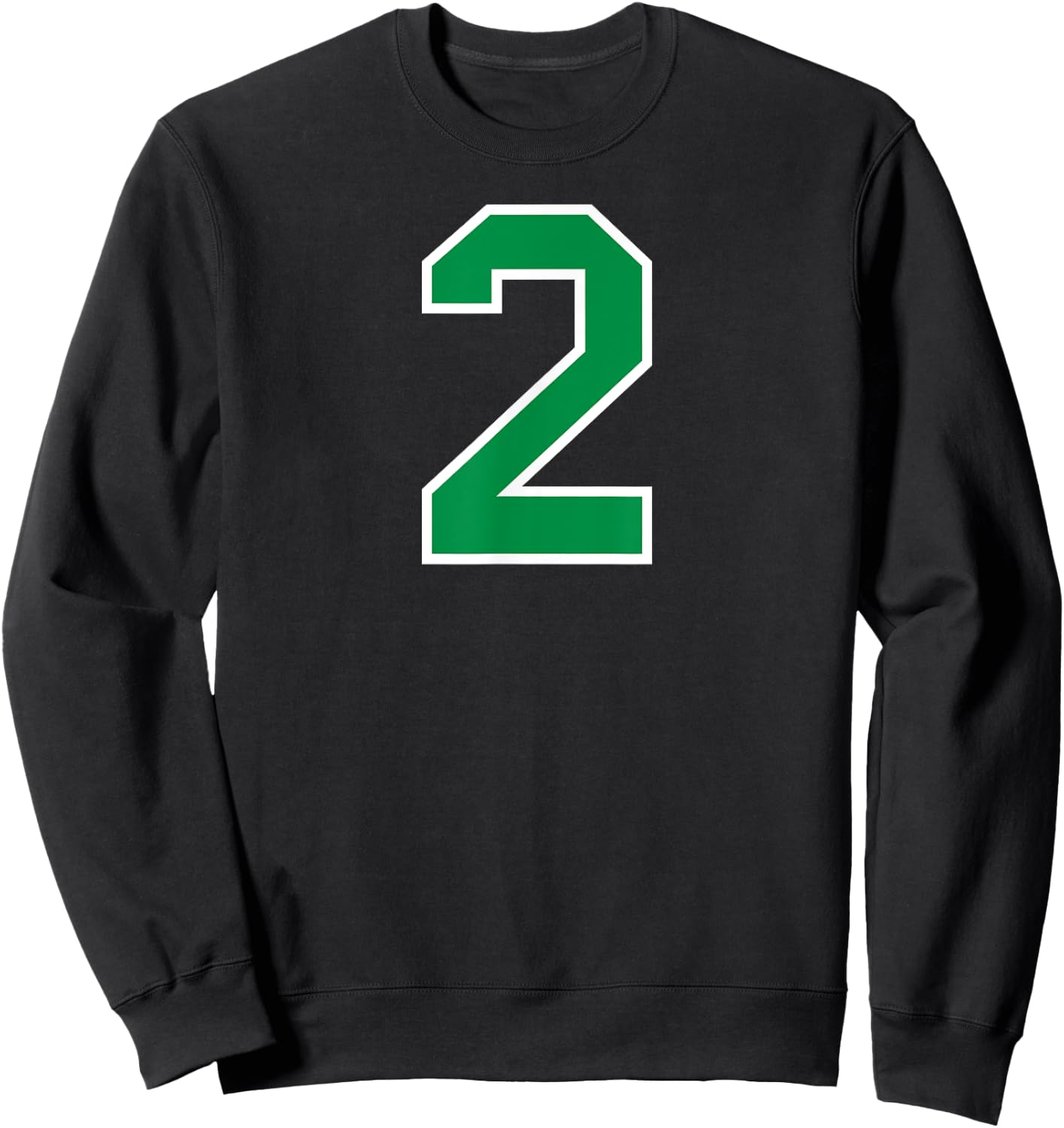 Number #2 Sport Green Varsity Number Sweatshirt - Sweatshirt | Black