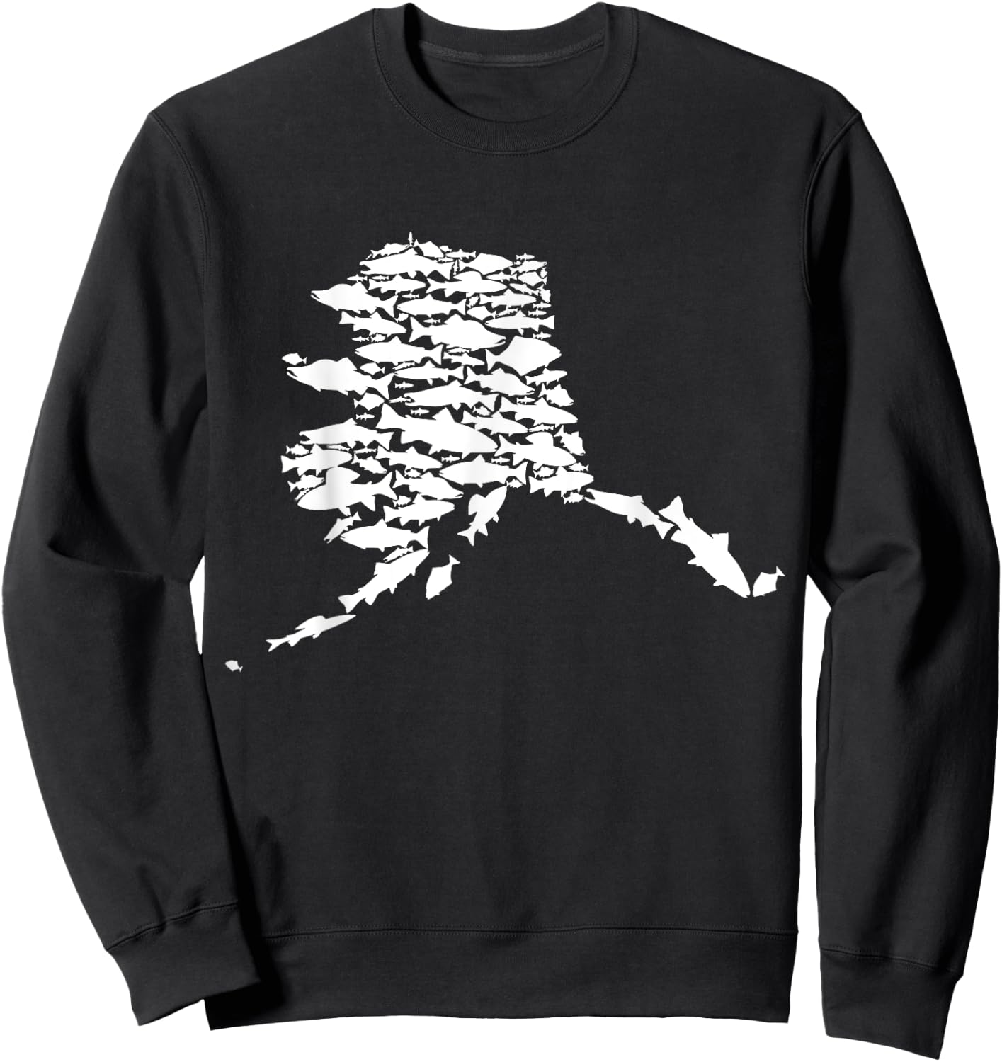 Alaskan Fish Alaska State Made of Wild Salmon Halibut Trout Sweatshirt - Sweatshirt | Black