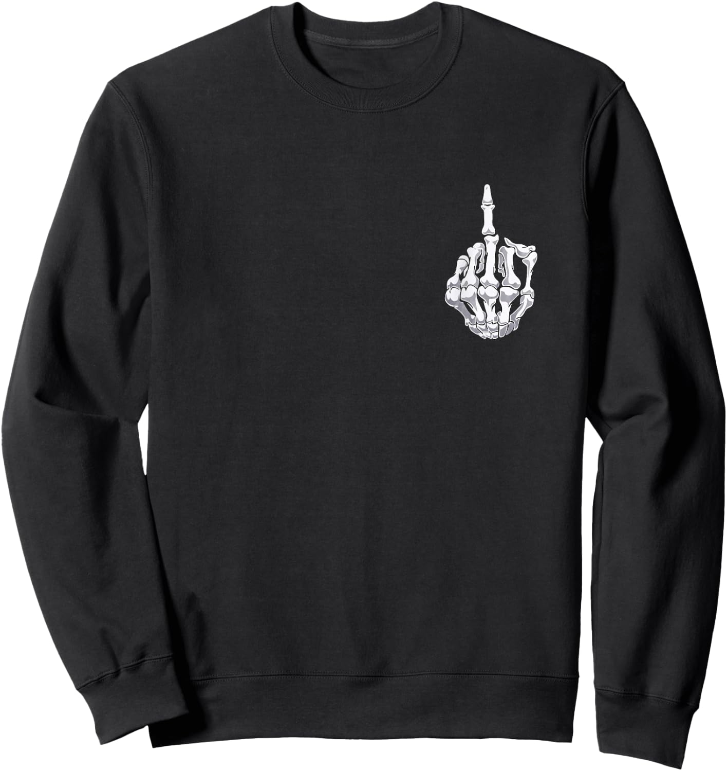 Funny Halloween Middle Finger Skeleton Hand Skull Adult Gift Sweatshirt - Sweatshirt | Black