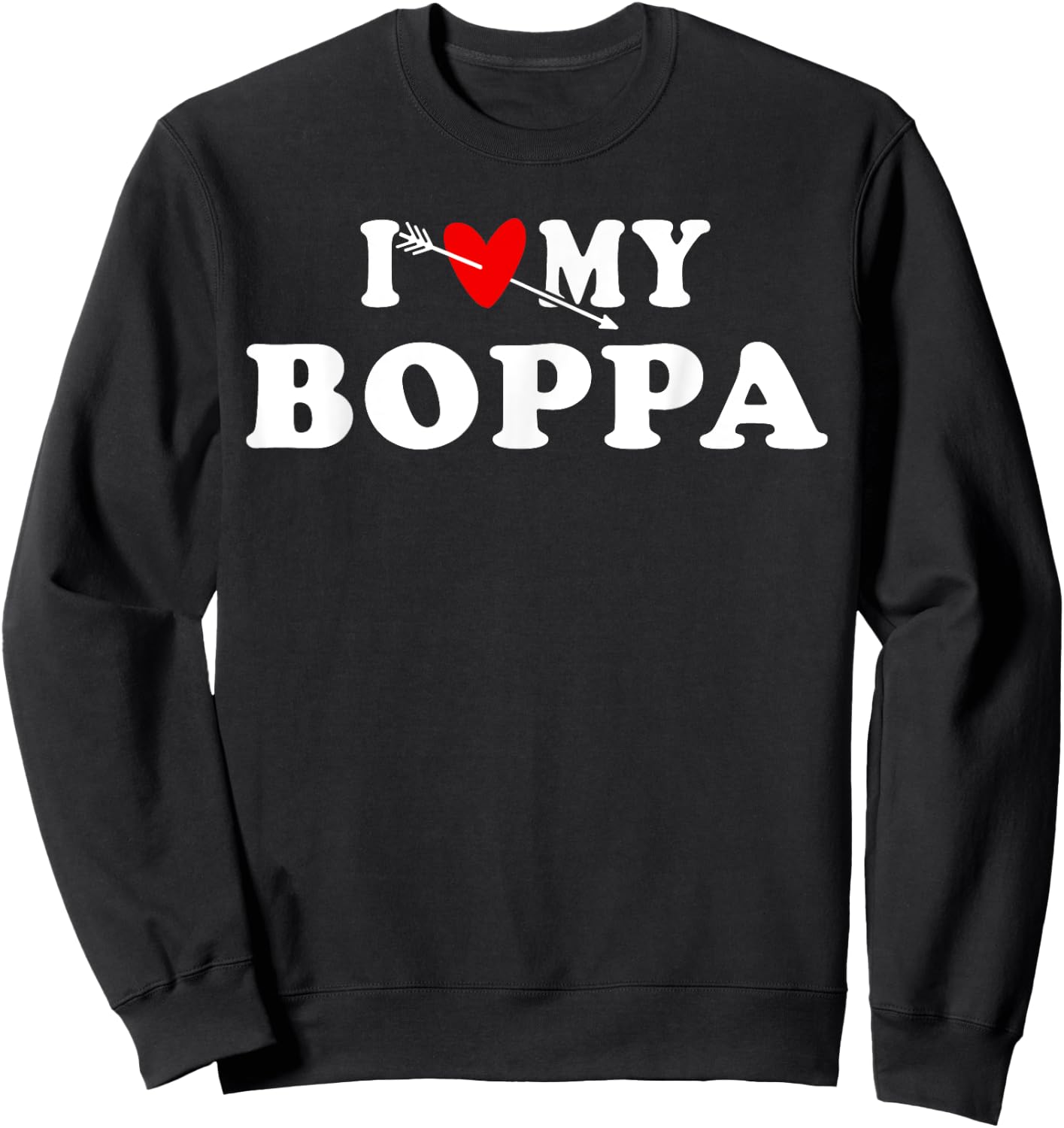 I Love My Boppa with red heart gift women kids Sweatshirt - Sweatshirt | Black