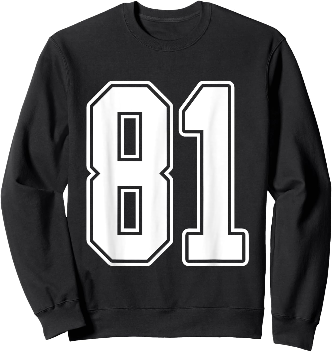 #81 White Outline Number 81 Sports Fan Jersey Style Sweatshirt - Sweatshirt | Black