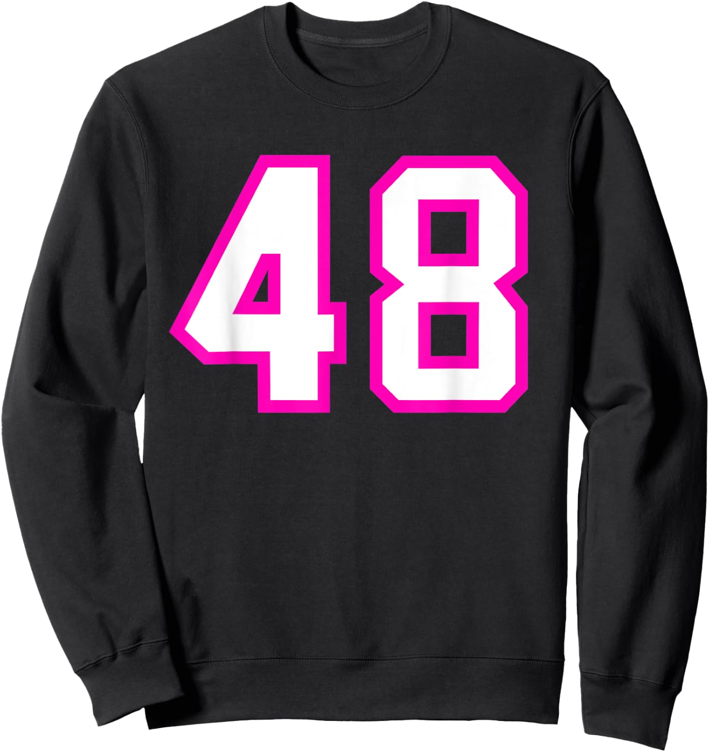 Number #48 Sport Jersey Birthday Age Lucky No. Pink White Sweatshirt - Sweatshirt | Black