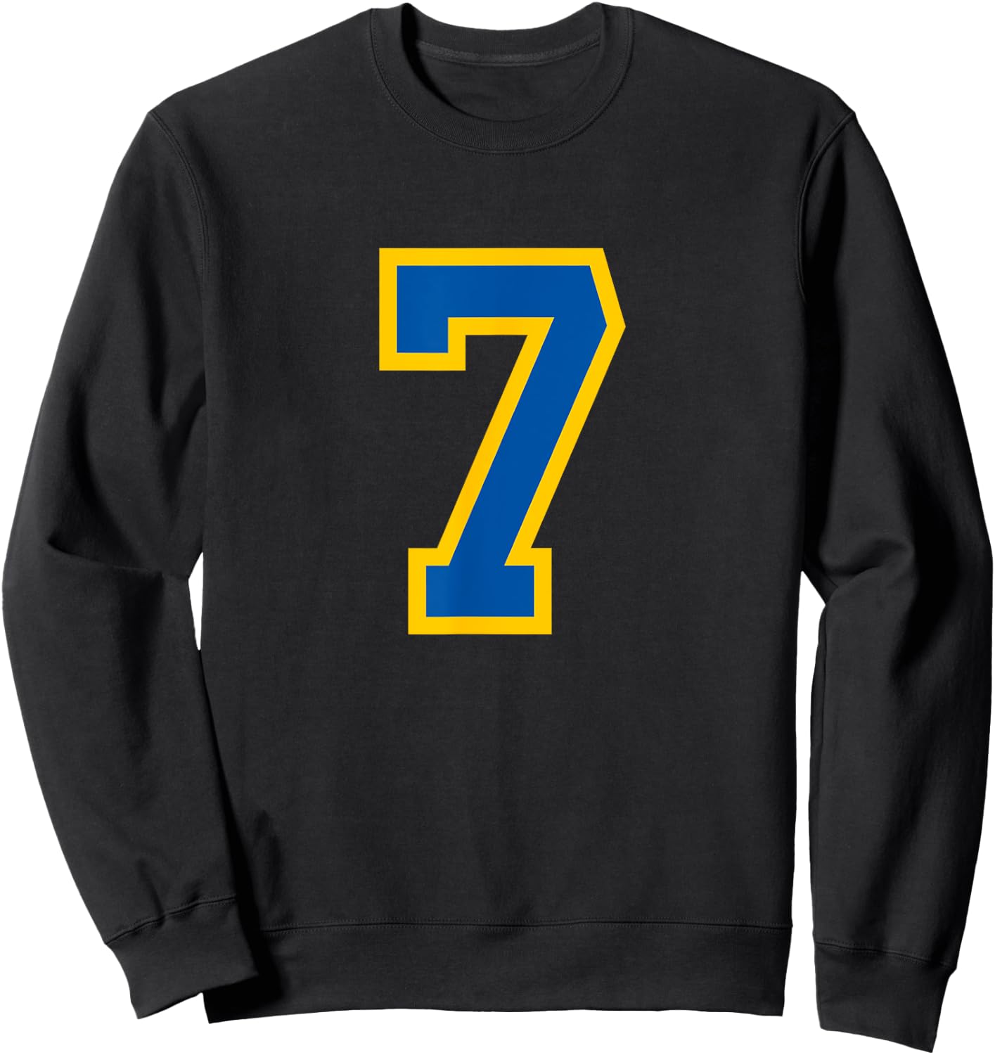 Number #7 Sport Blue Yellow Varsity Number Sweatshirt - Sweatshirt | Black