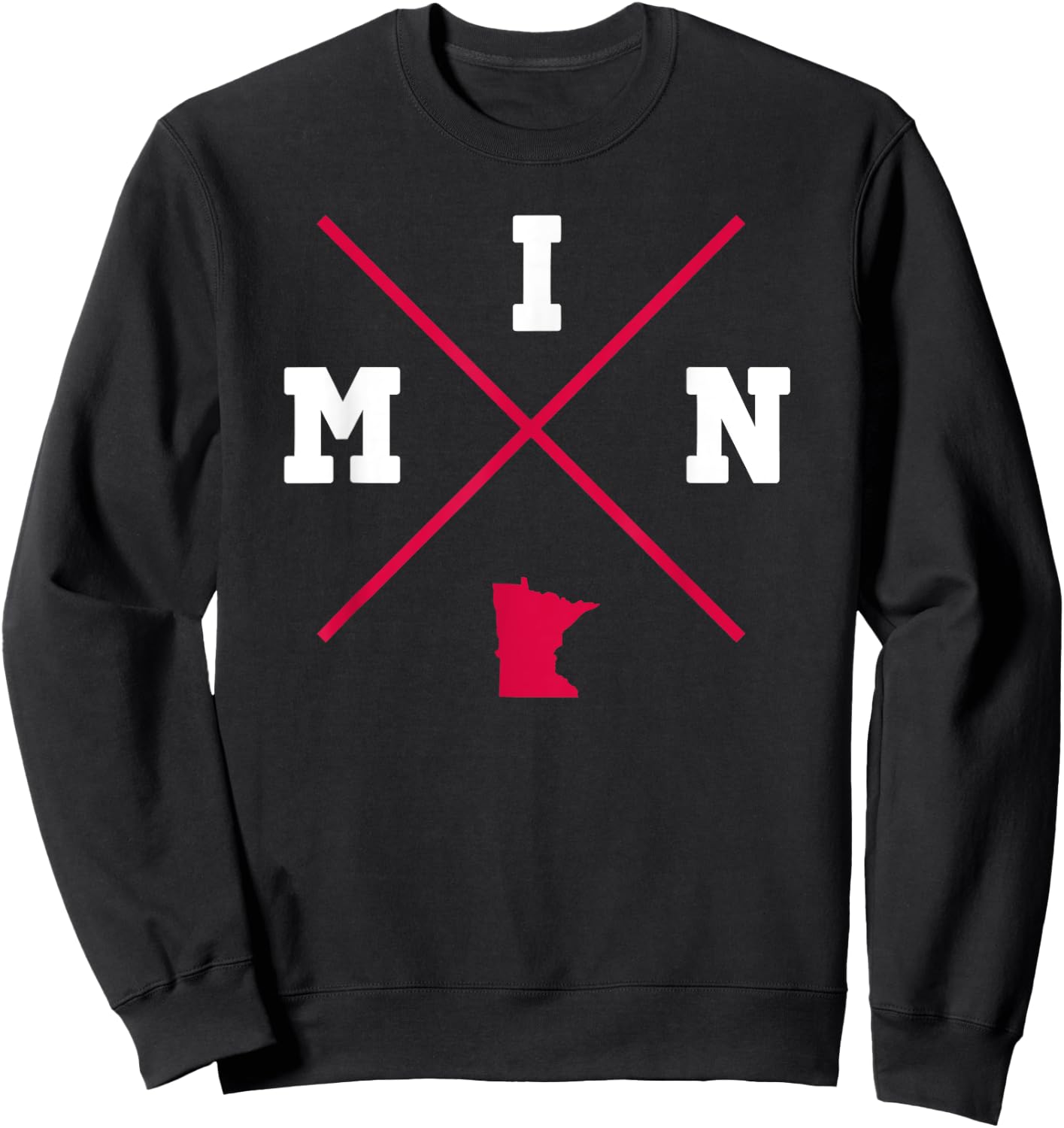Classic MIN Minnesota Red Vintage State Outline Sweatshirt - Sweatshirt | Black