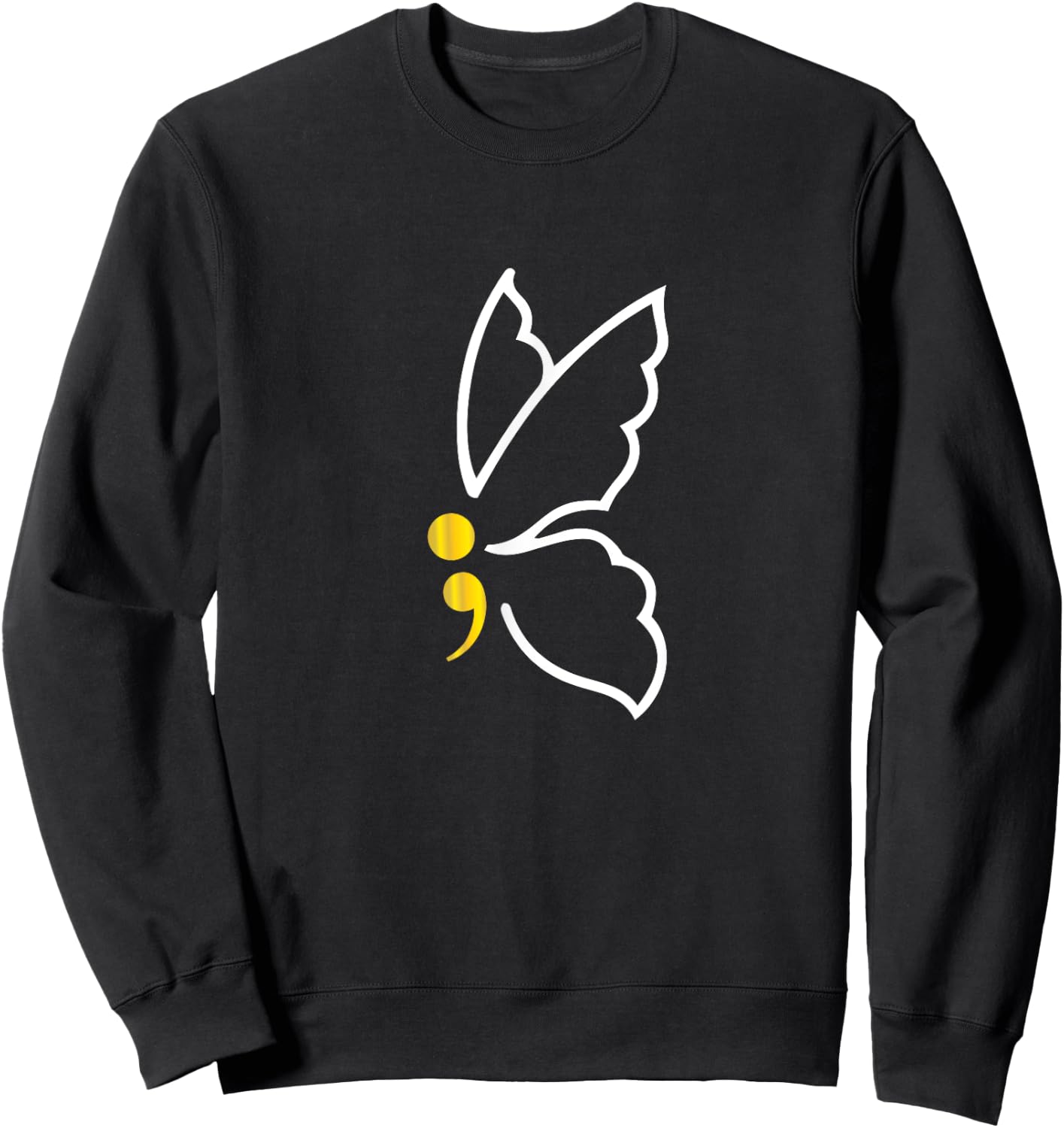Butterfly Semicolon Shirt May Mental Health Awareness Month Sweatshirt - Sweatshirt | Black