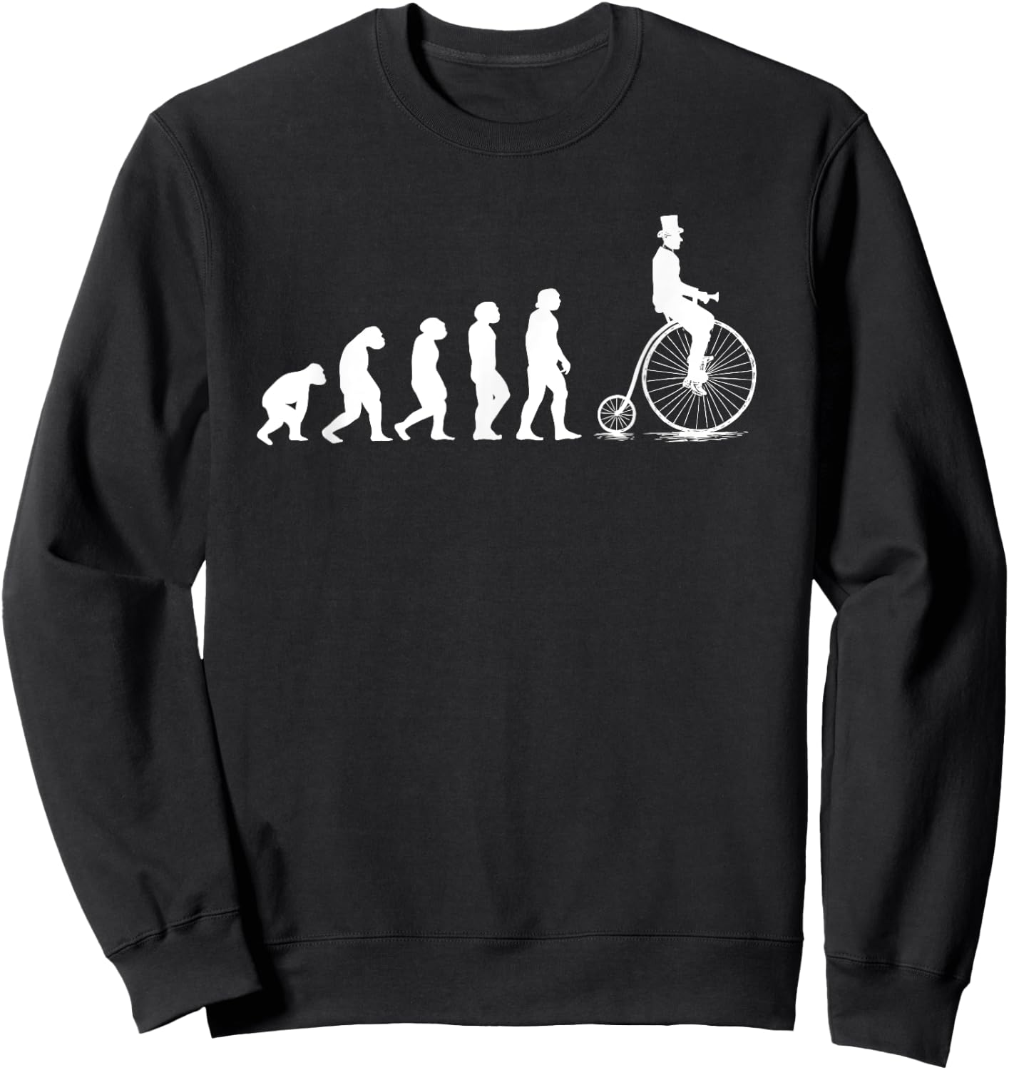 Funny Penny Farthing Bike Evolution Design Retro Cyclist Sweatshirt - Sweatshirt | Black