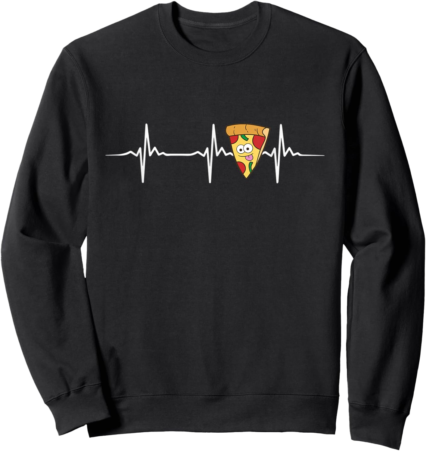 Pizza Heartbeat Pizza Lovers Funny Food Pizza Sweatshirt - Sweatshirt | Black