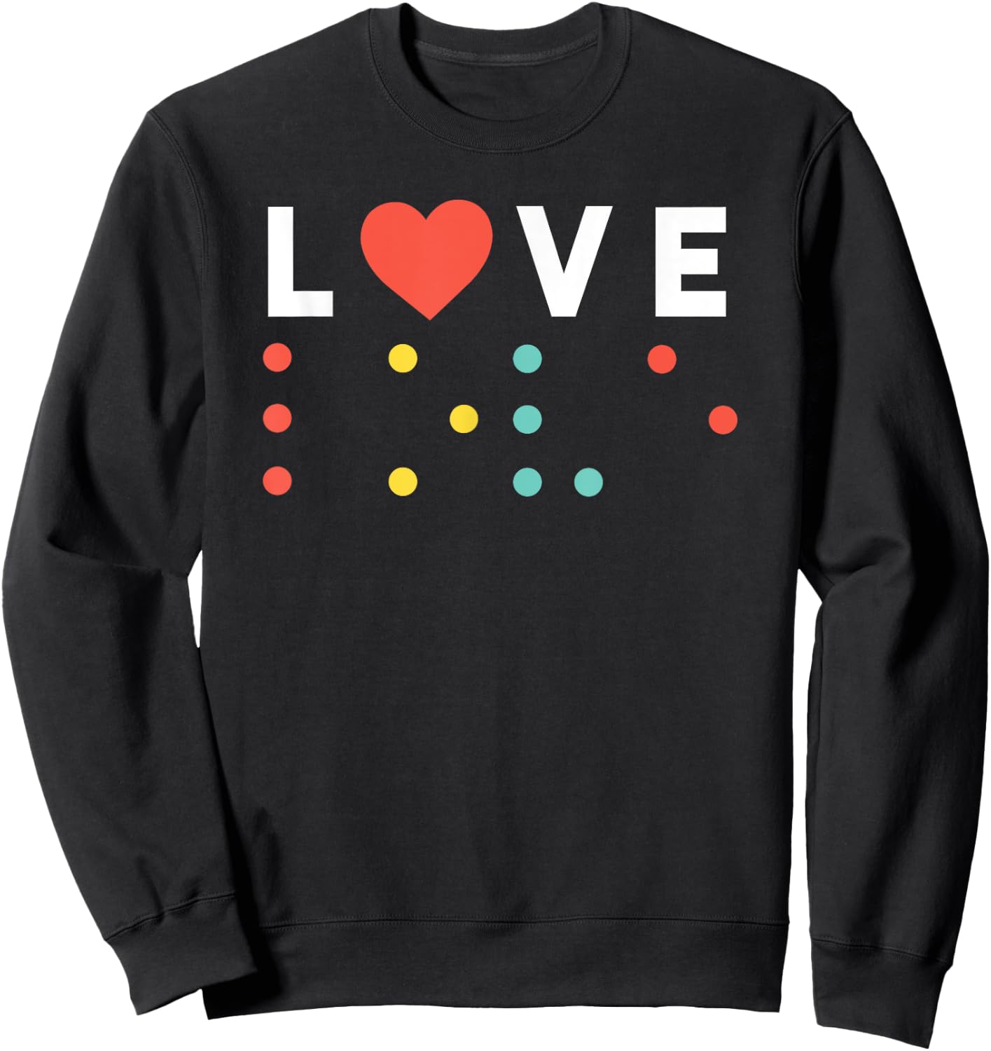 Vintage Love, Braille love gift, red heart Sweatshirt - Sweatshirt | Black
