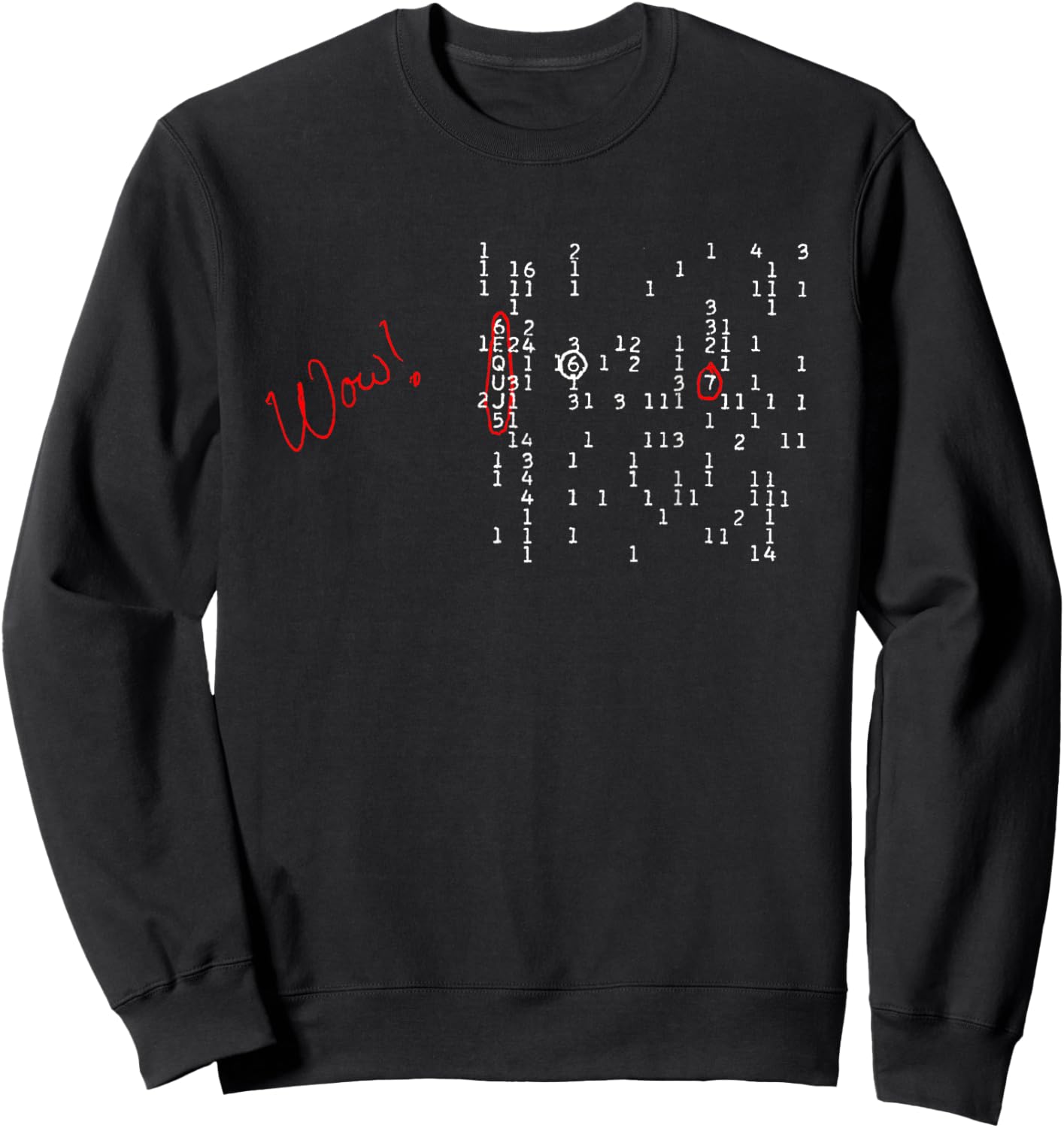 WOW! signal 6EQUJ5 15 Aug 1977 Big Ear SETI ET alien (light) Sweatshirt - Sweatshirt | Black