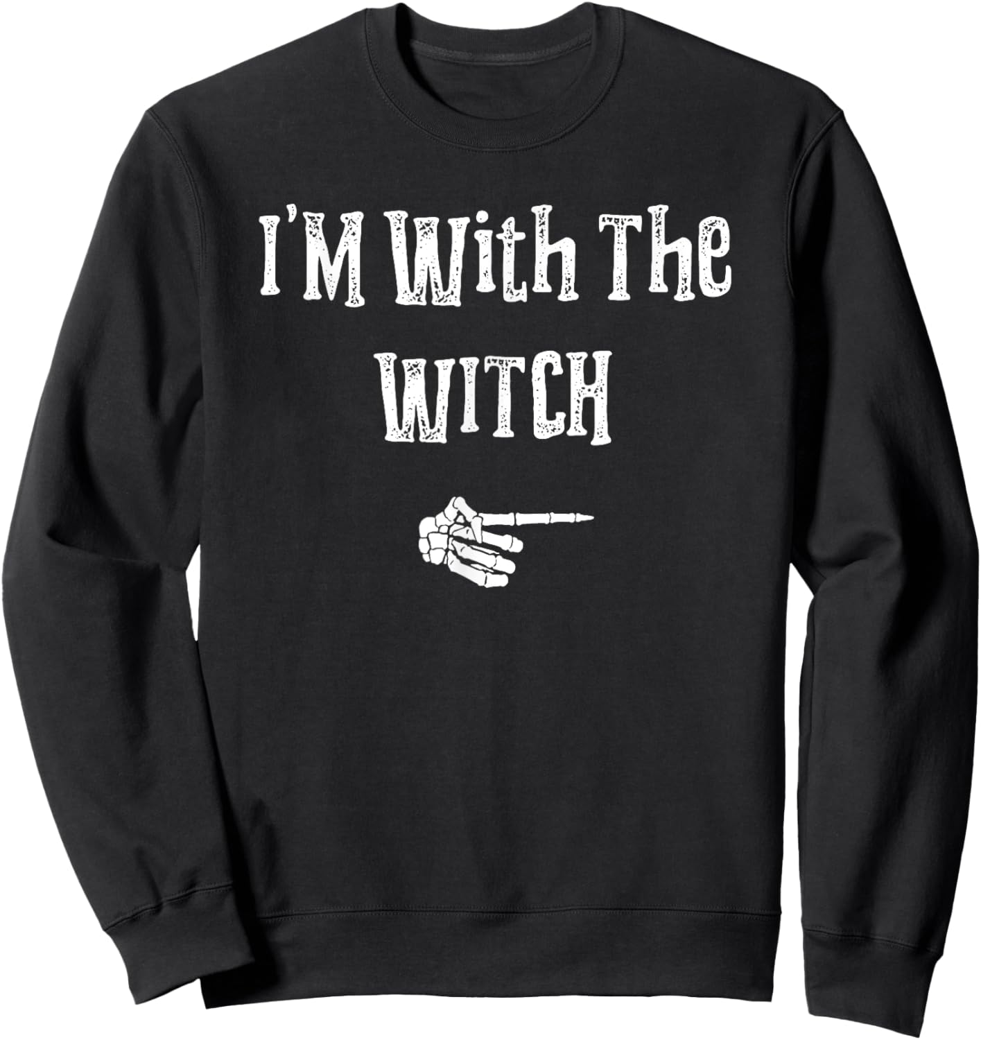 I'm With Witch Halloween Costume Funny Couples Matching Sweatshirt - Sweatshirt | Black