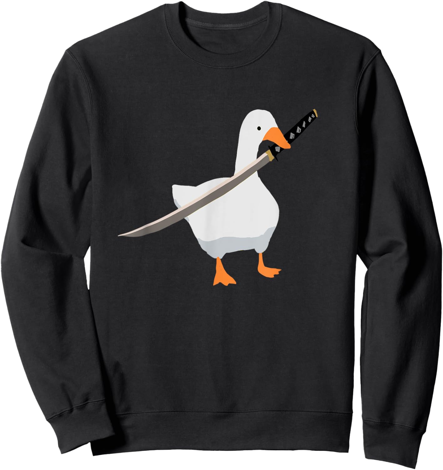 Duck with sword Duck wielding a Katana knife Goose Sweatshirt - Sweatshirt | Black
