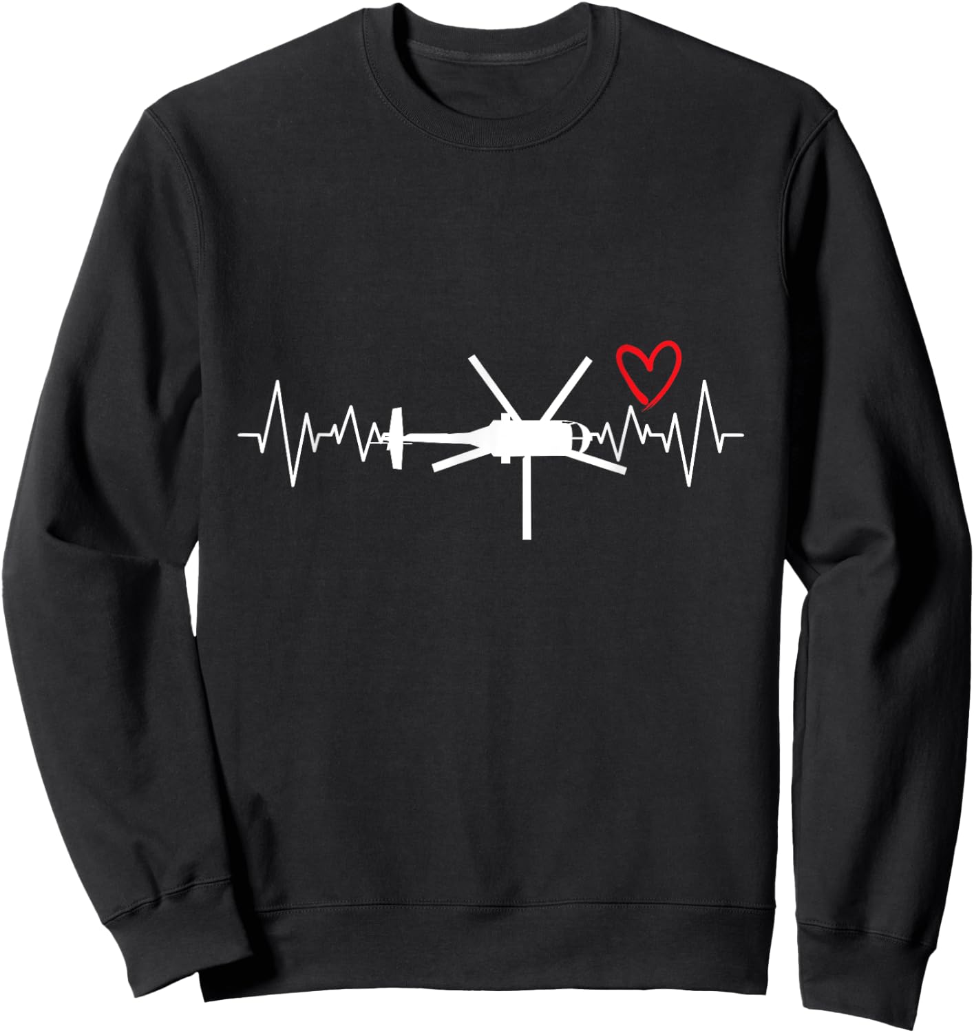 Helicopter Chopper Pilot Aircrew Heartbeat Heart Sweatshirt - Sweatshirt | Black