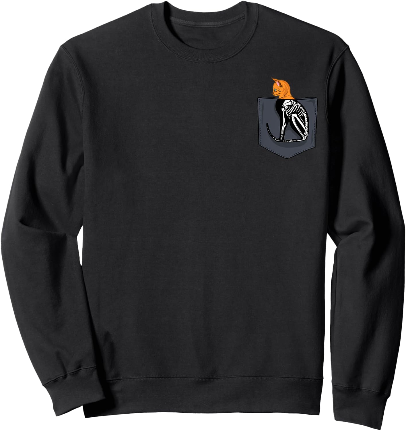 X Ray Cat in Pocket Skeleton Funny Women Kids Sweatshirt - Sweatshirt | Black