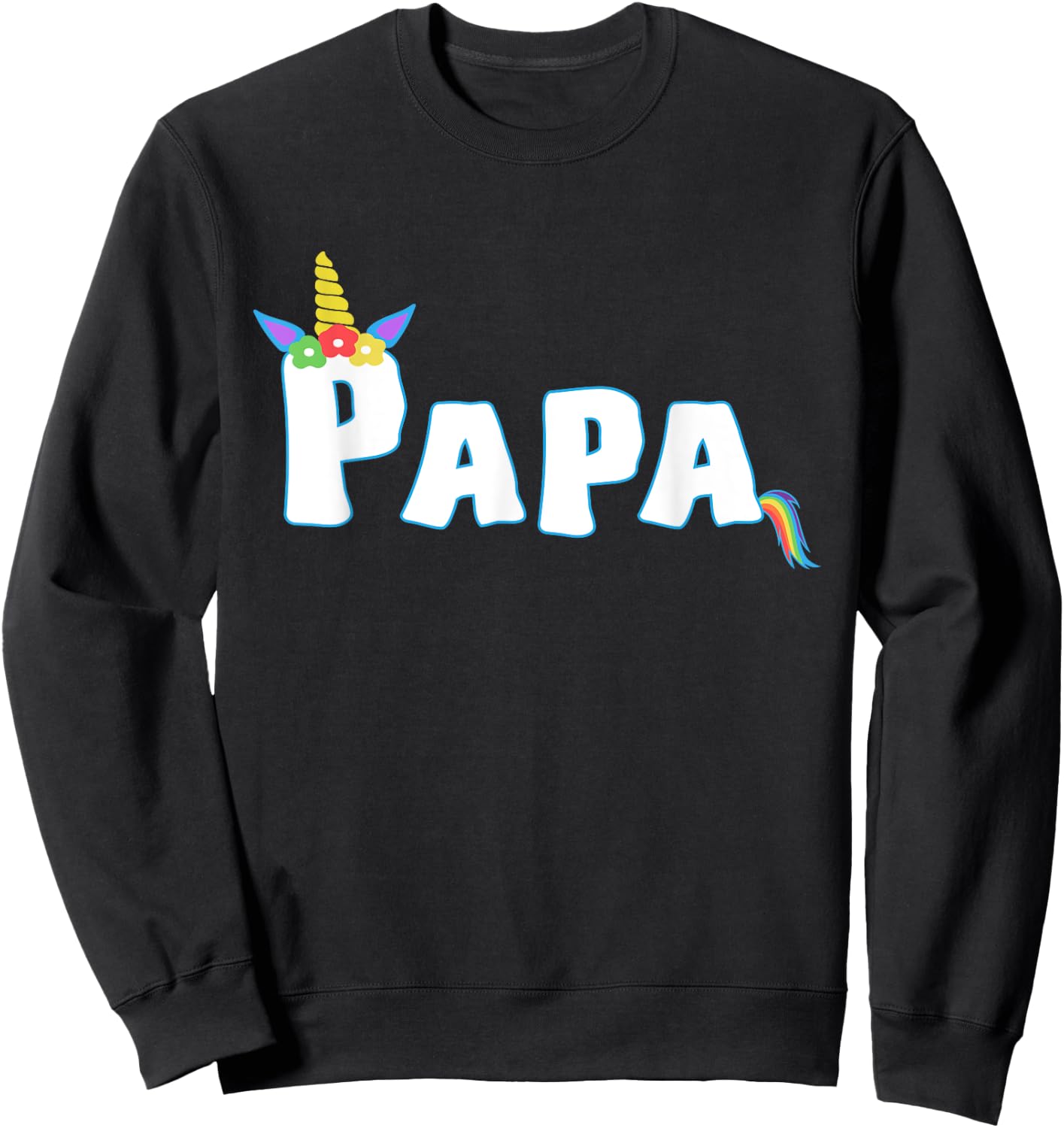 Unicorn Birthday Girl Funny Papa Grandpa Family Sweatshirt - Sweatshirt | Black