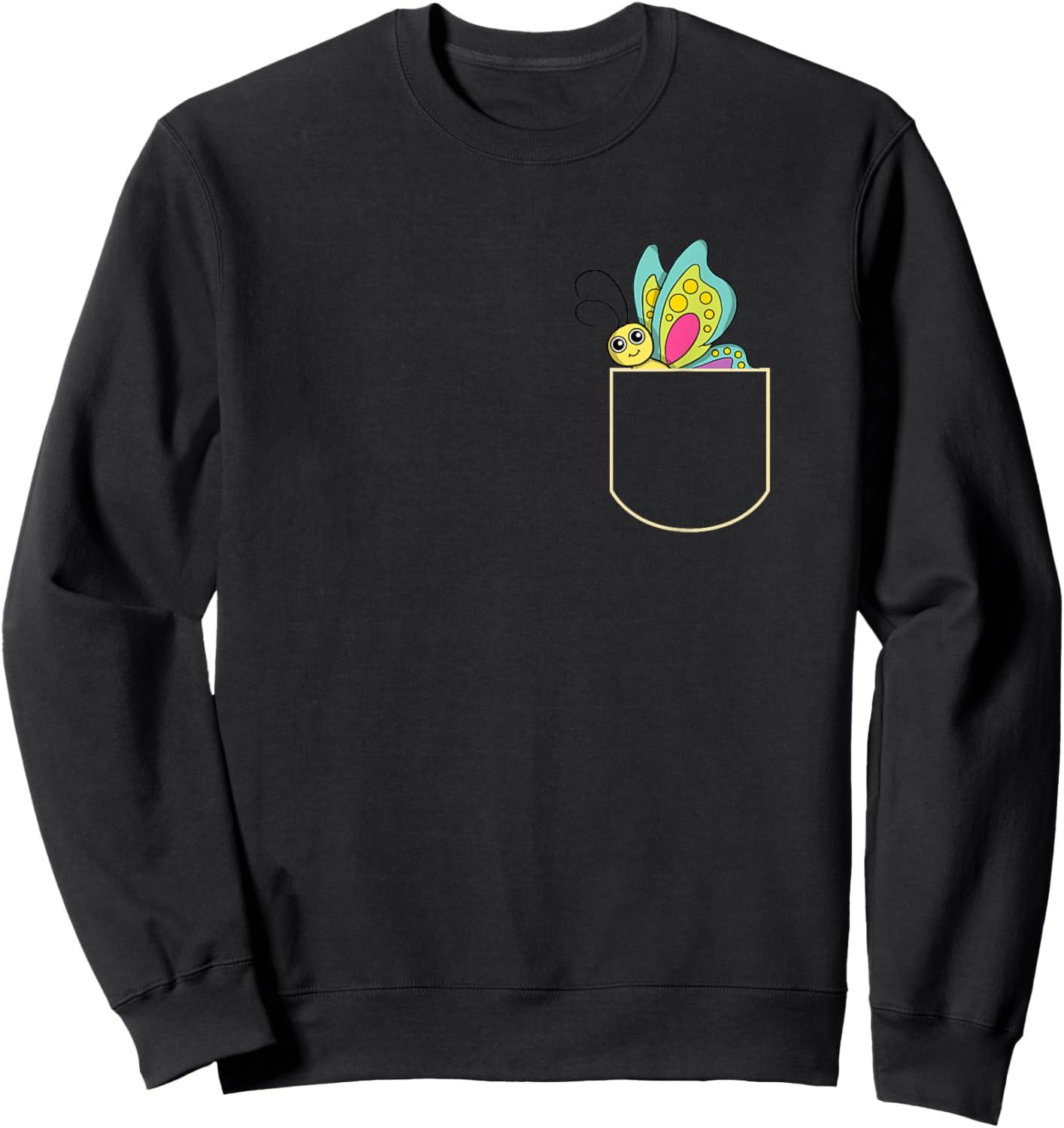 Funny Butterfly Chest Bag Gift Pocket Sweatshirt - Sweatshirt | Black