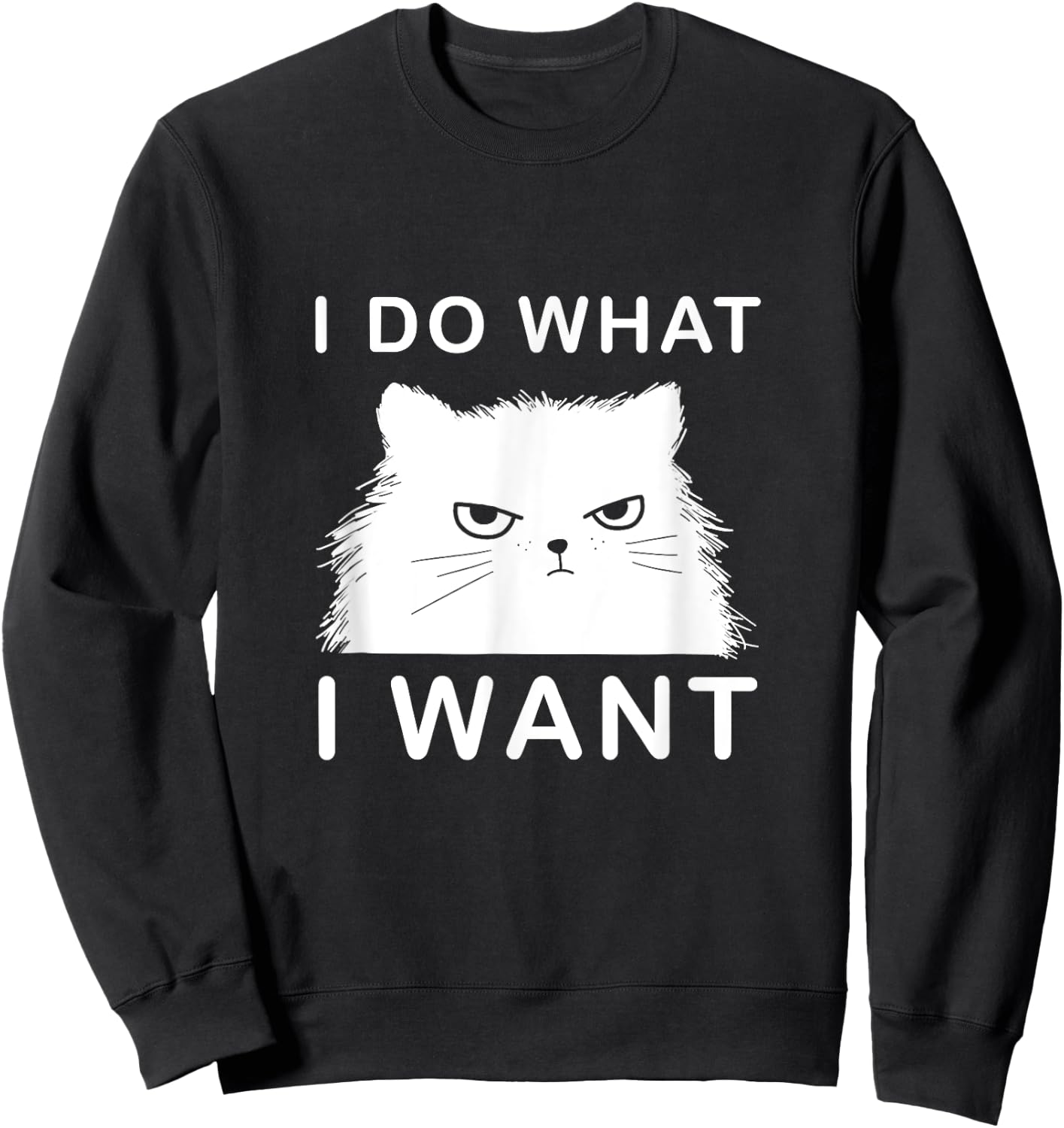 Retro 80s 90s Cat Lovers Funny I Do What I Want Cat Women Sweatshirt - Sweatshirt | Black