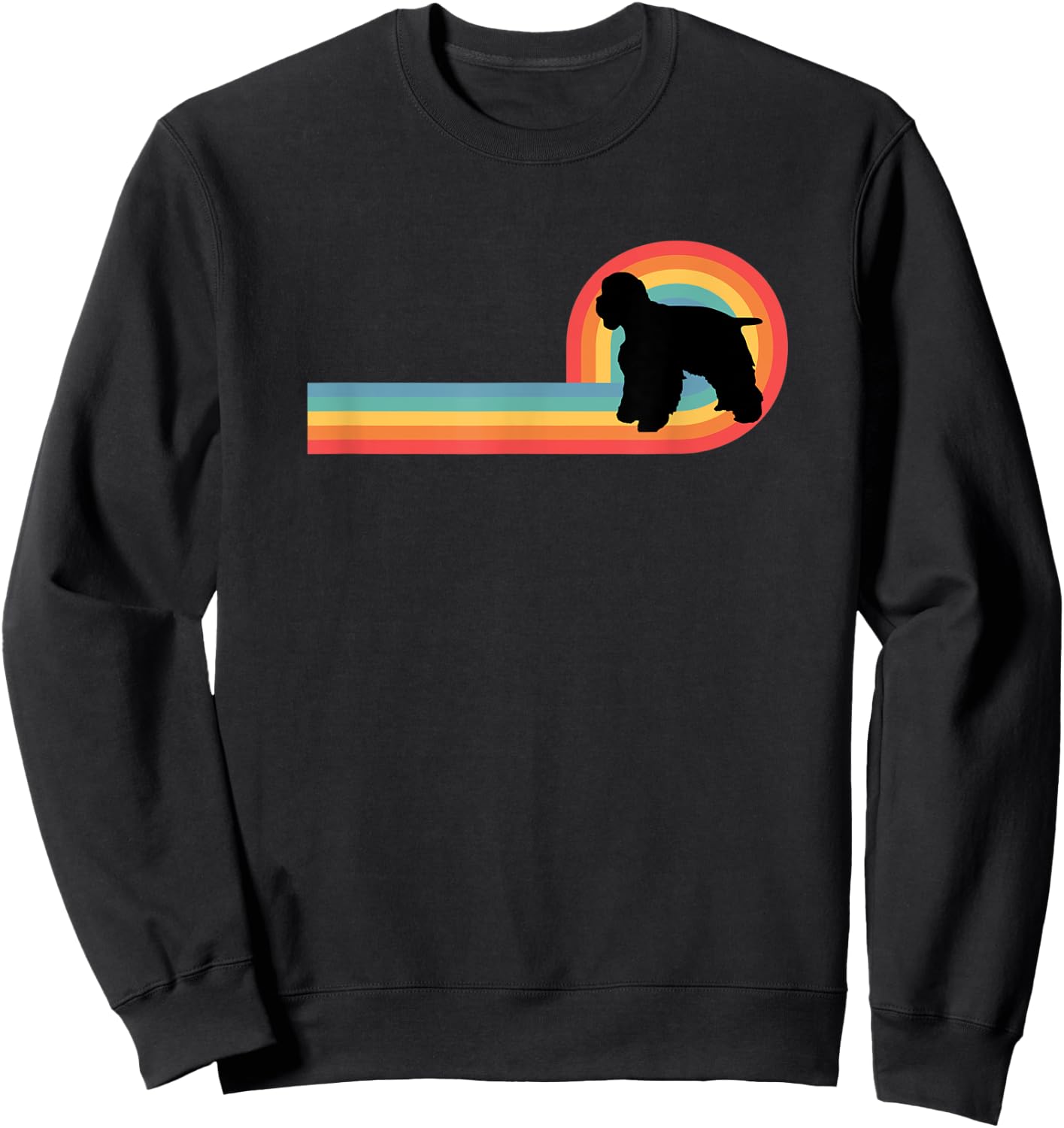 American Cocker Spaniel 70s Retro Rainbow Dog Pet Owner Cute Sweatshirt - Sweatshirt | Black