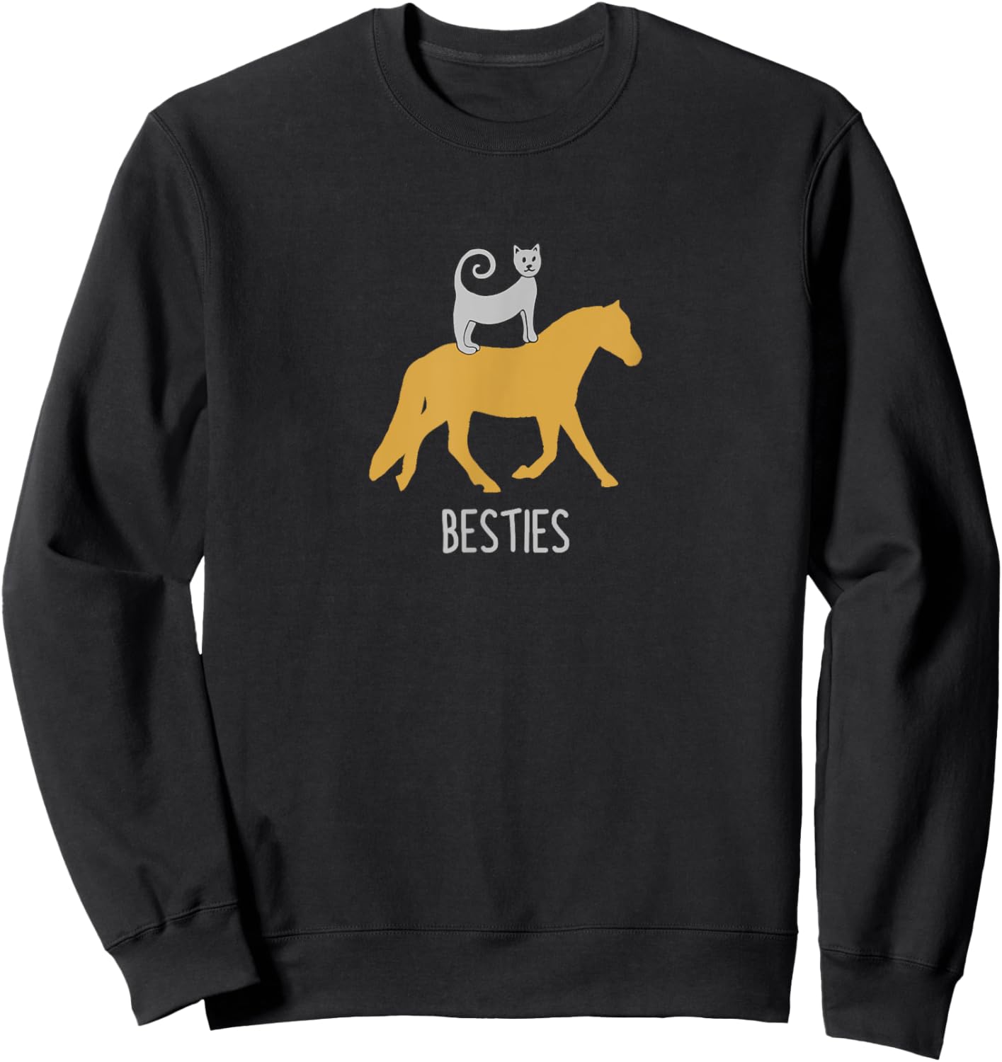 CAT ON A HORSE | BESTIES | CAT LADY + HORSE LADY | Girls Sweatshirt - Sweatshirt | Black