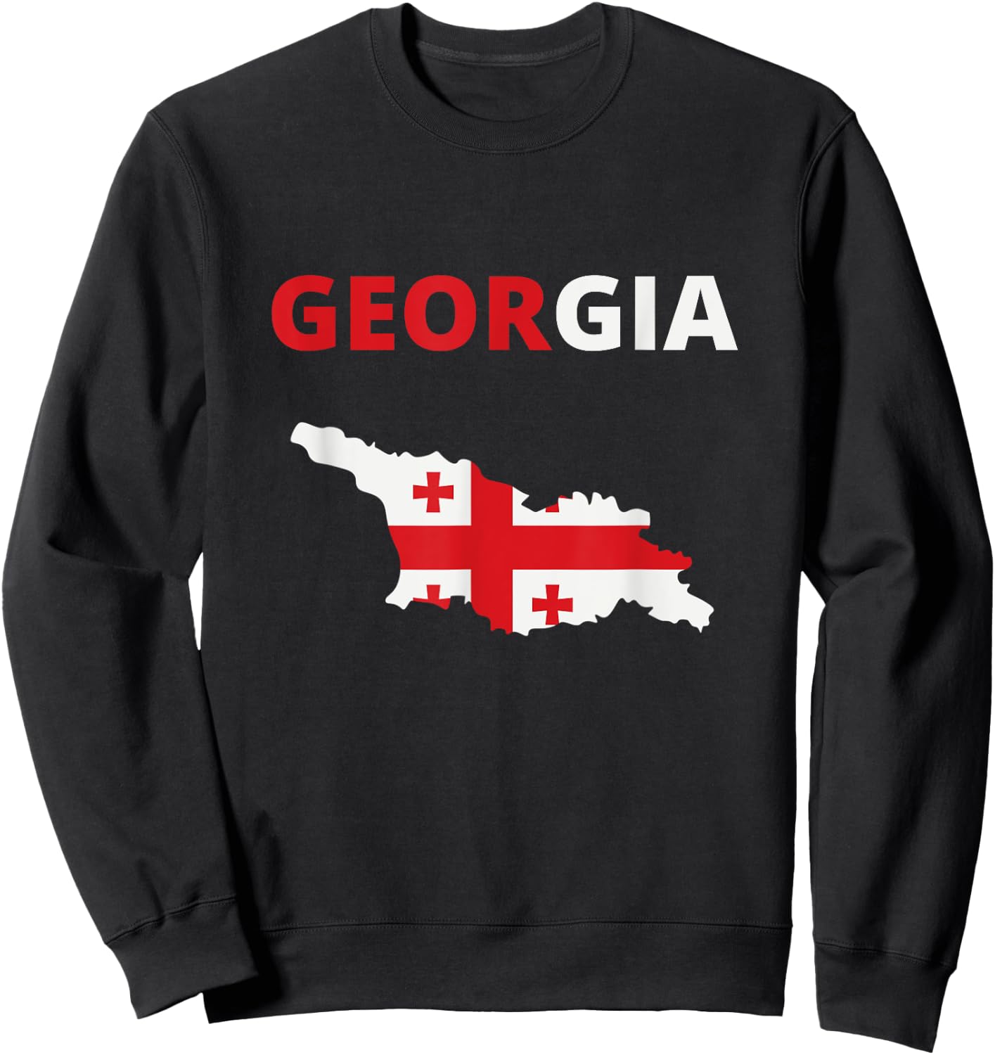 Georgia European Country Flag and Map Sweatshirt - Sweatshirt | Black