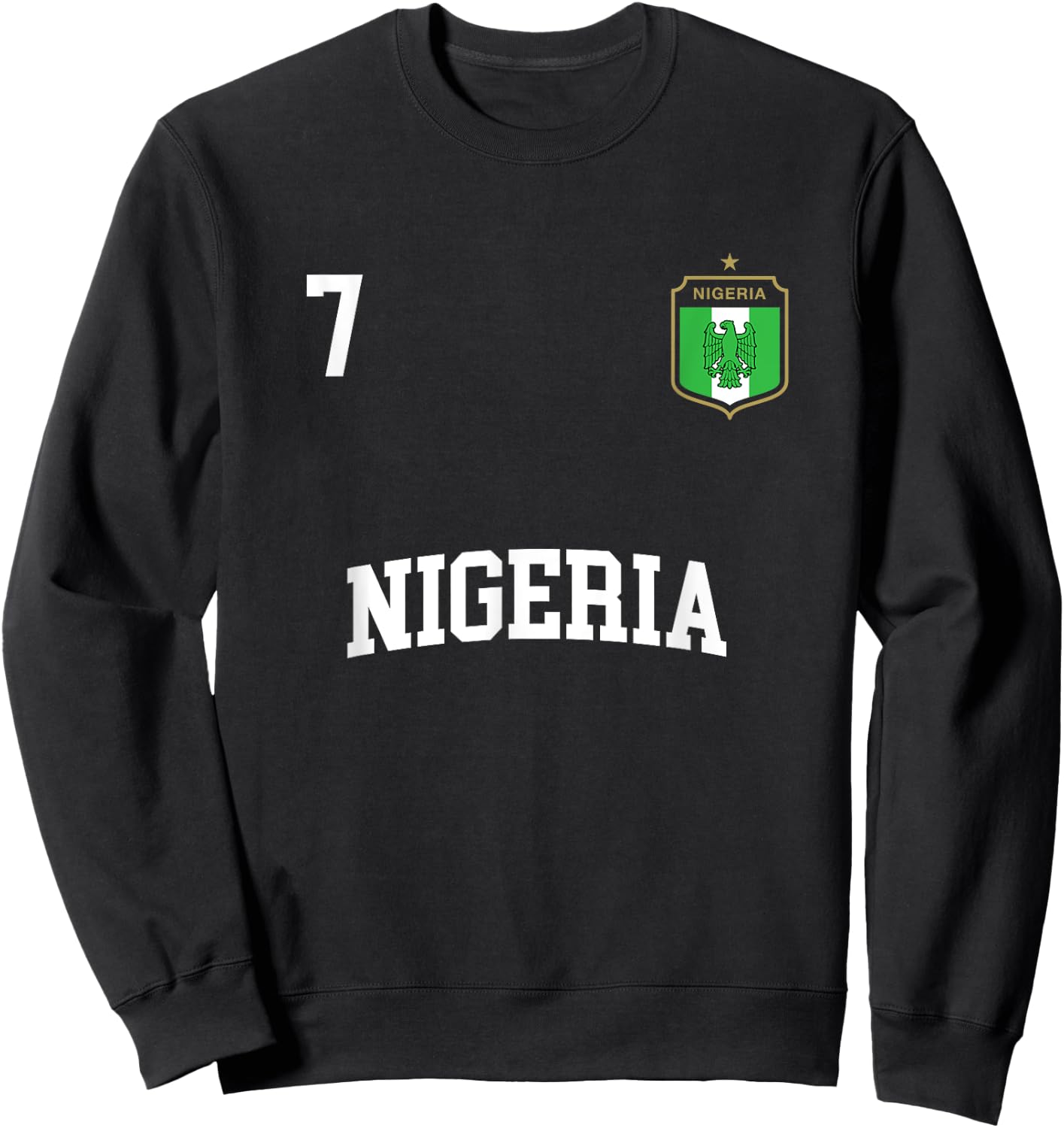 Nigeria Football Shirt 7 BACK Nigerian Flag Soccer Sweatshirt - Sweatshirt | Black