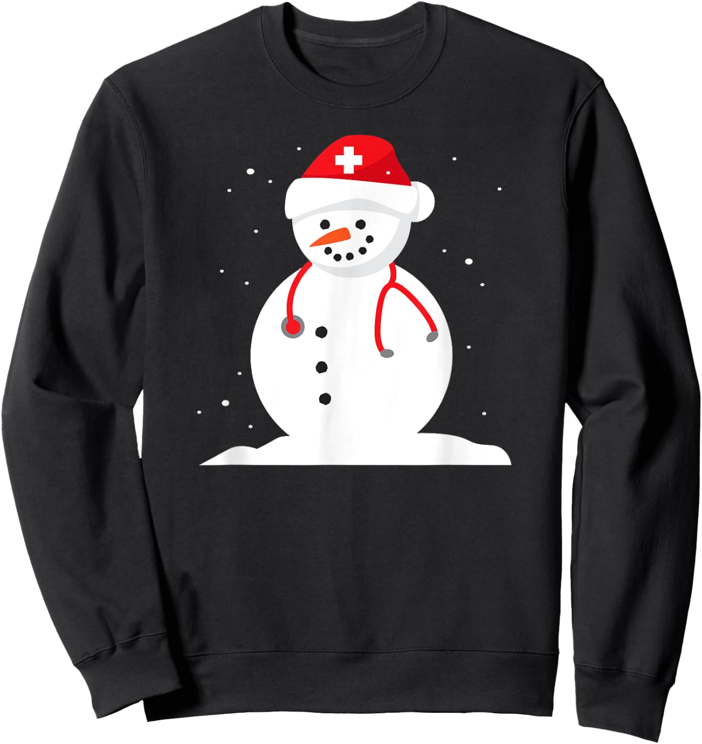Snowman Nurse Cute Christmas Winter Holiday Snow Gift Sweatshirt - Sweatshirt | Black
