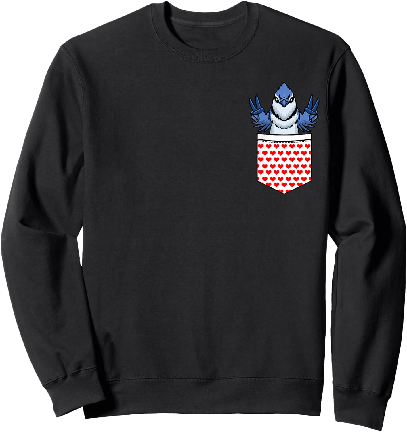 Blue Jay Bird Cyanocitta Cristata In Pocket Sweatshirt - Sweatshirt | Black
